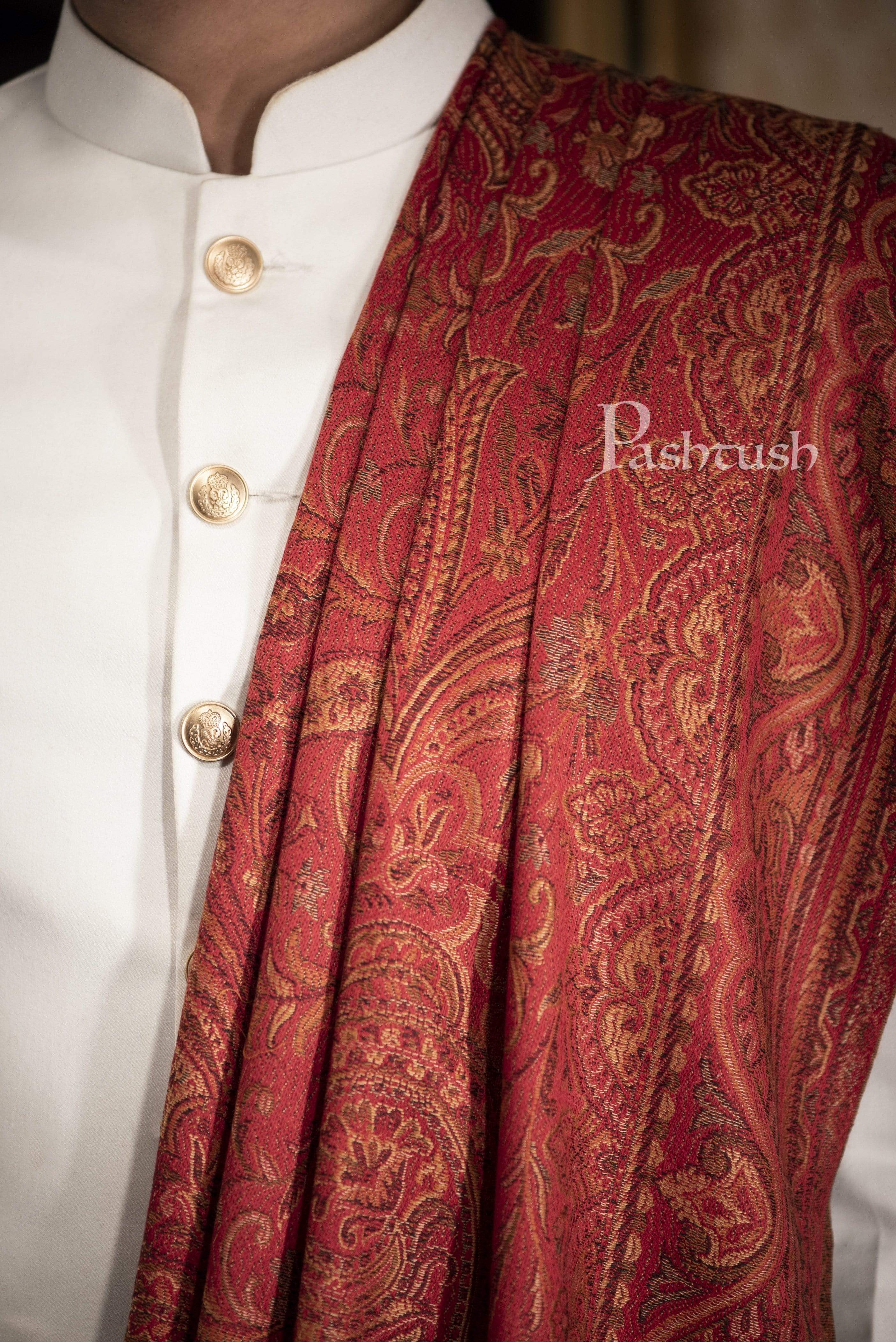 Pashtush Mens Fine Soft Ethnic Stole, Reversible - Image 3