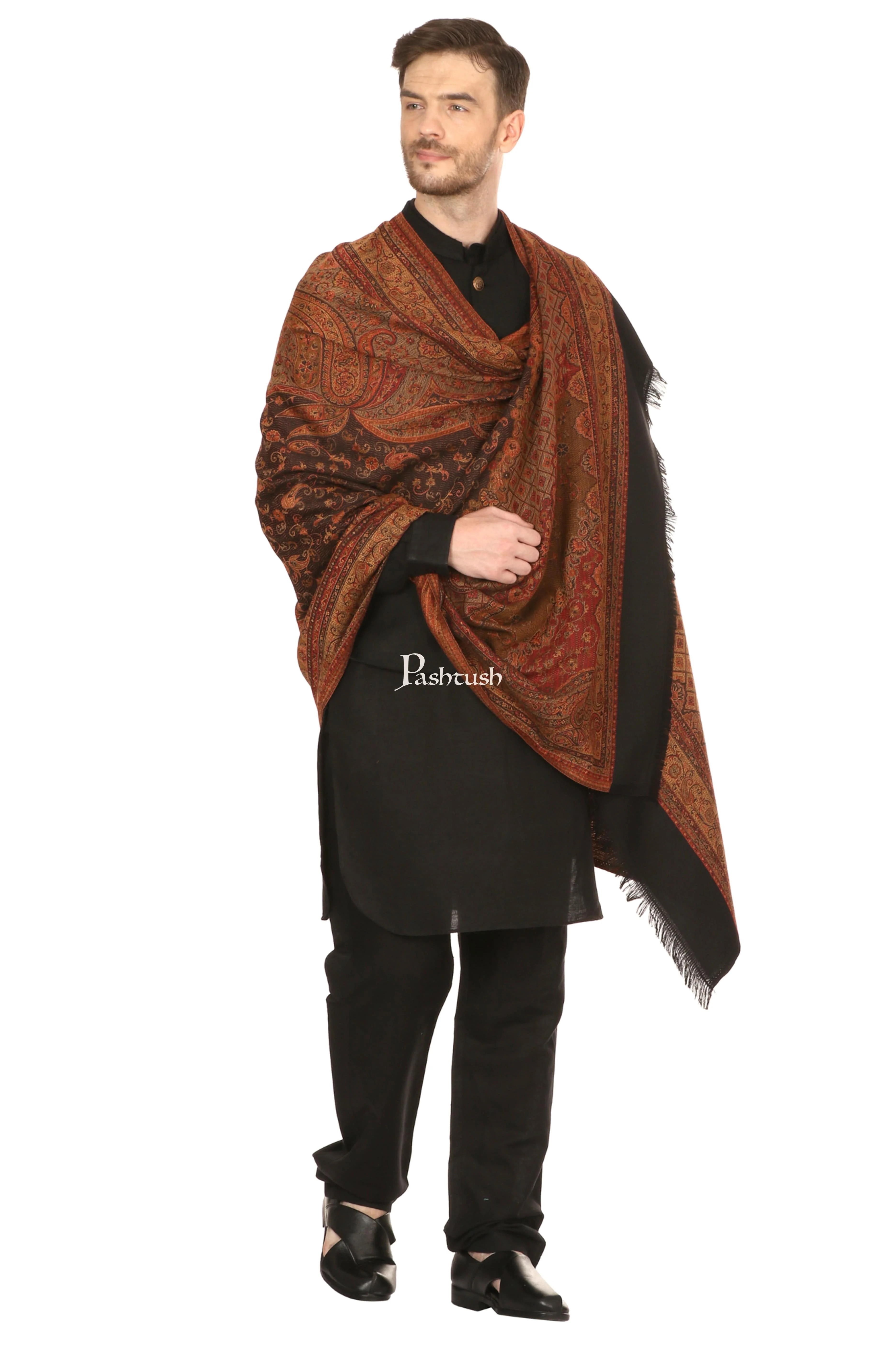 Pashtush Mens Fine Soft Ethnic Stole, Reversible - Image 8