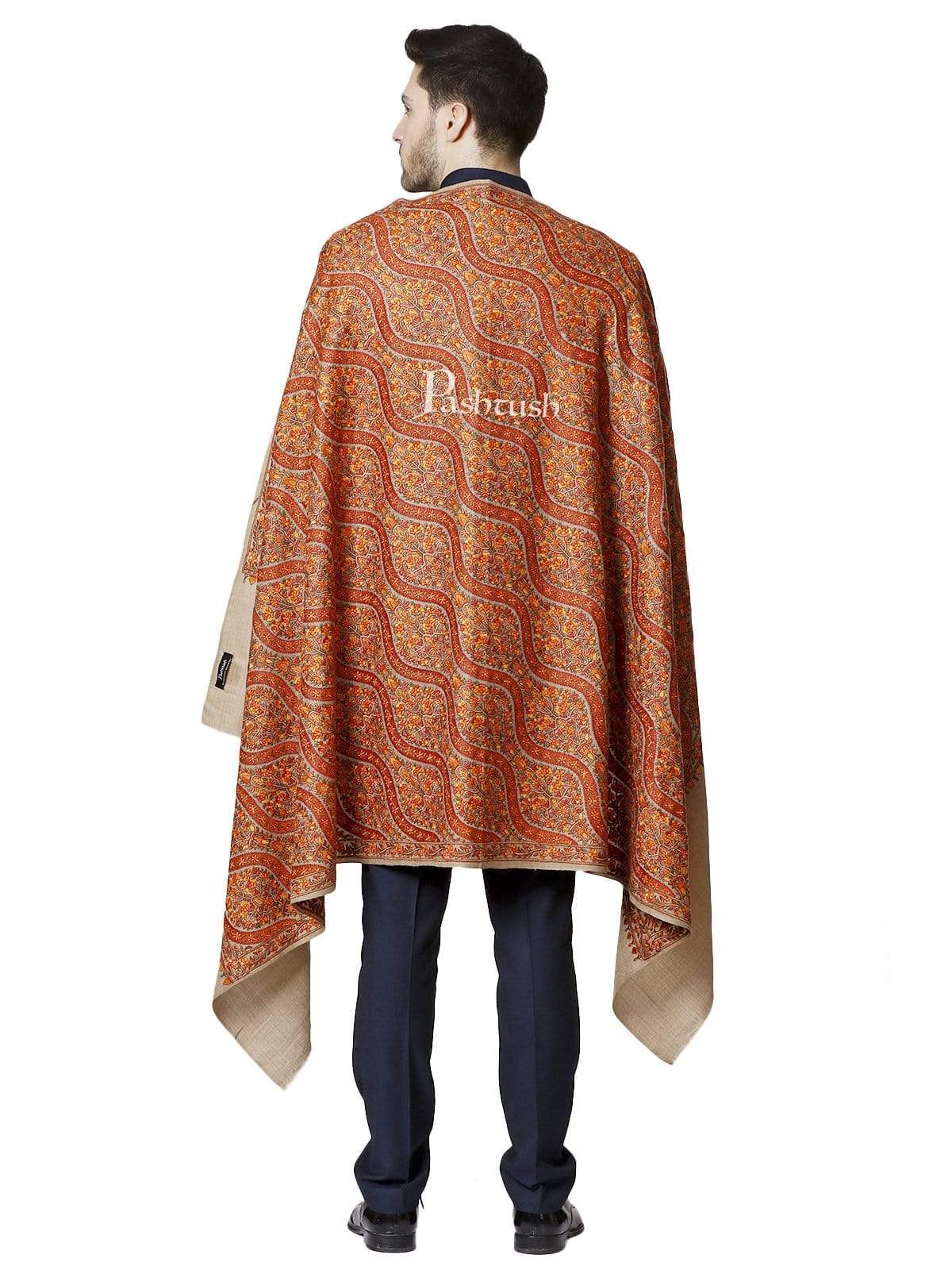 Pashtush Mens Fine Wool , Fineembroidery Stole - Image 2