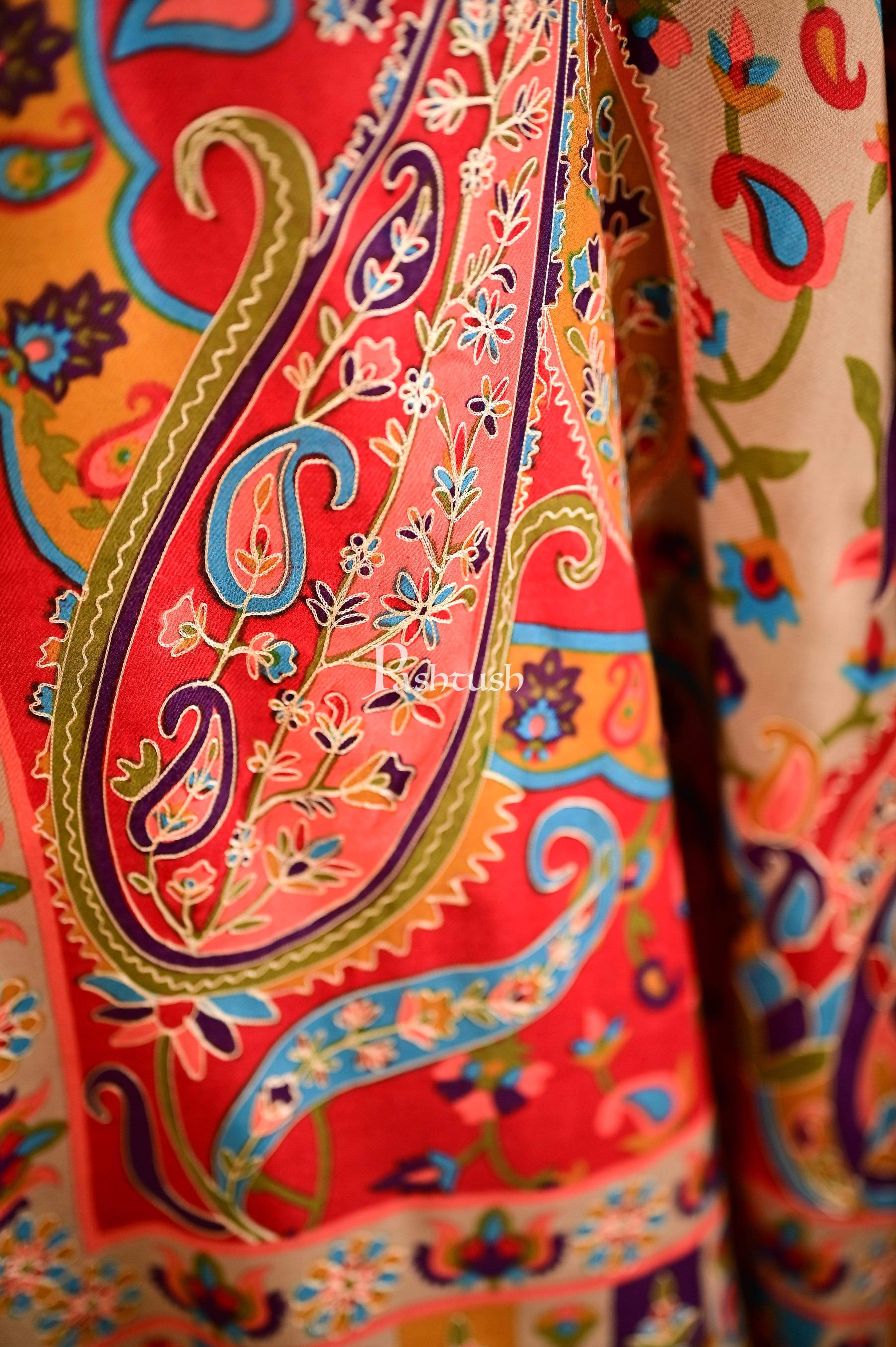 Pashtush Mens Fine Wool, Kalamkari Printed Shawl, Multicoloured - Image 5