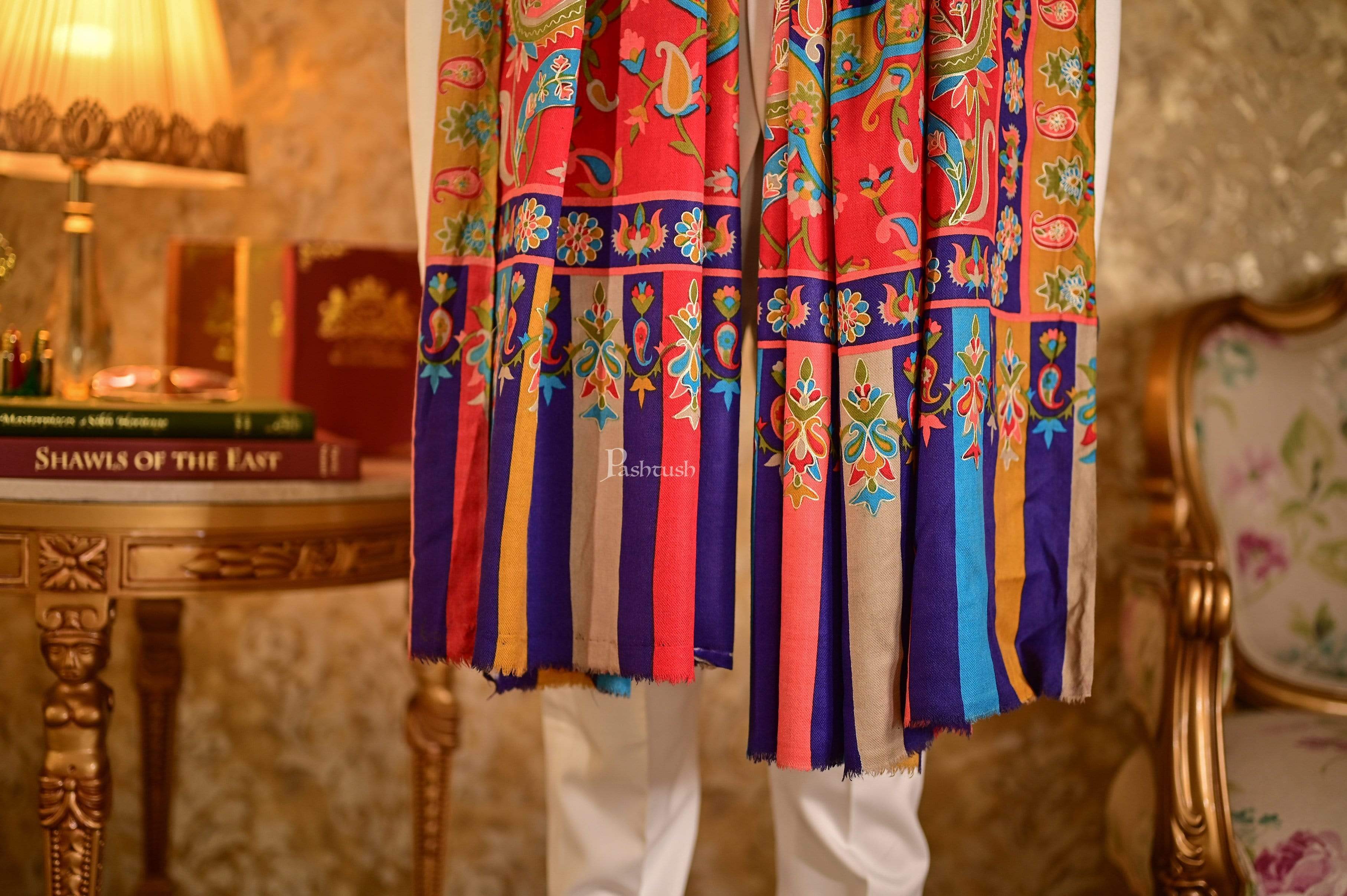 Pashtush Mens Fine Wool, Kalamkari Printed Shawl, Multicoloured - Image 9