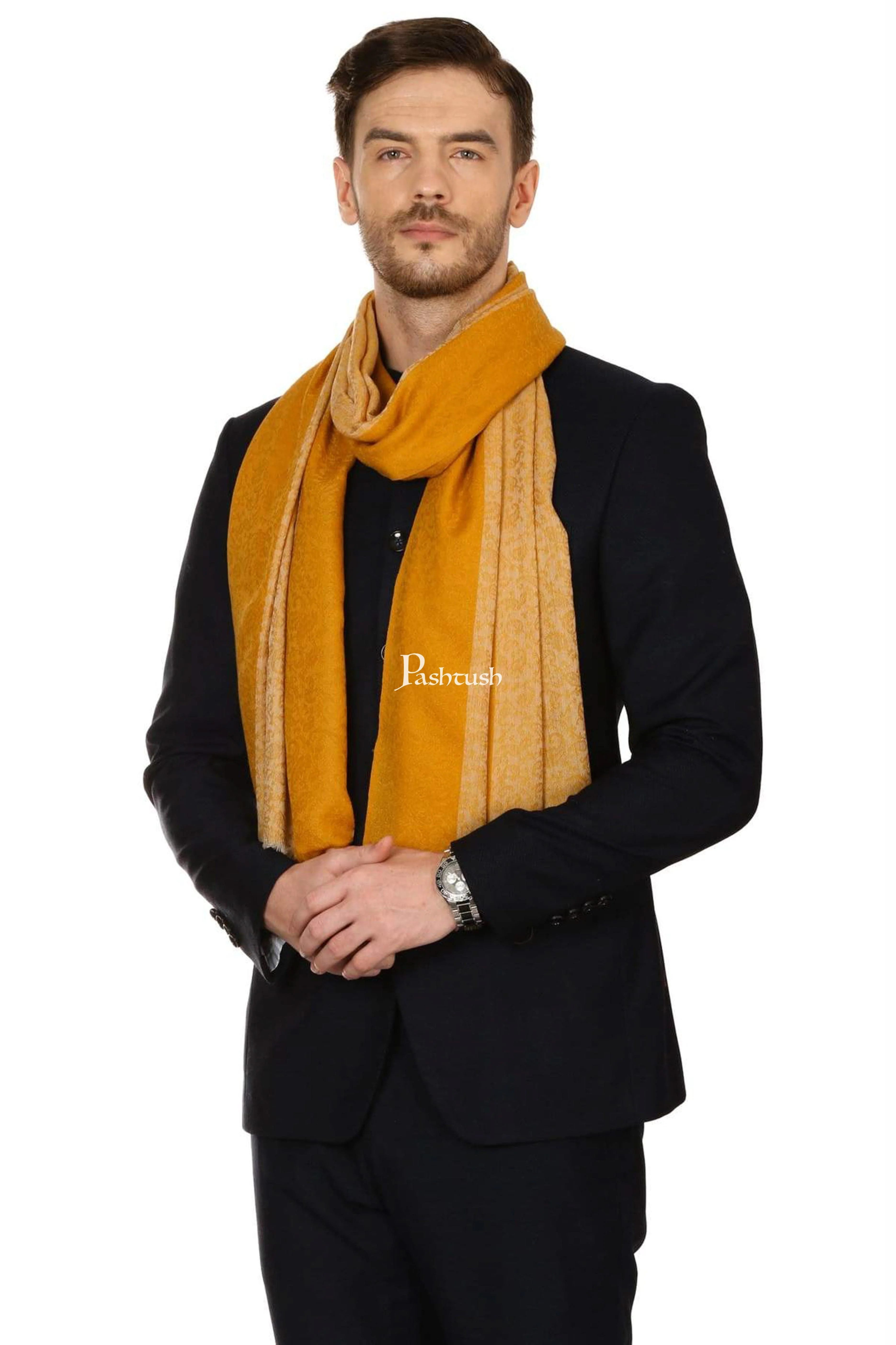 Pashtush Mens Fine Wool Reversible Muffler, Soft And Warm - Tuscan Sun - Image 3
