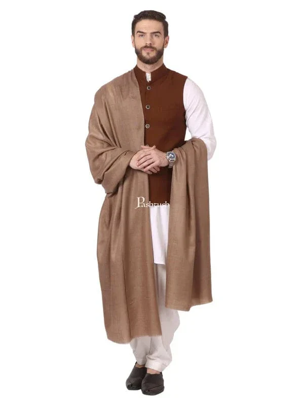 Pashtush Mens Fine Wool  Shawl , Light Weight, Taupe - Image 3