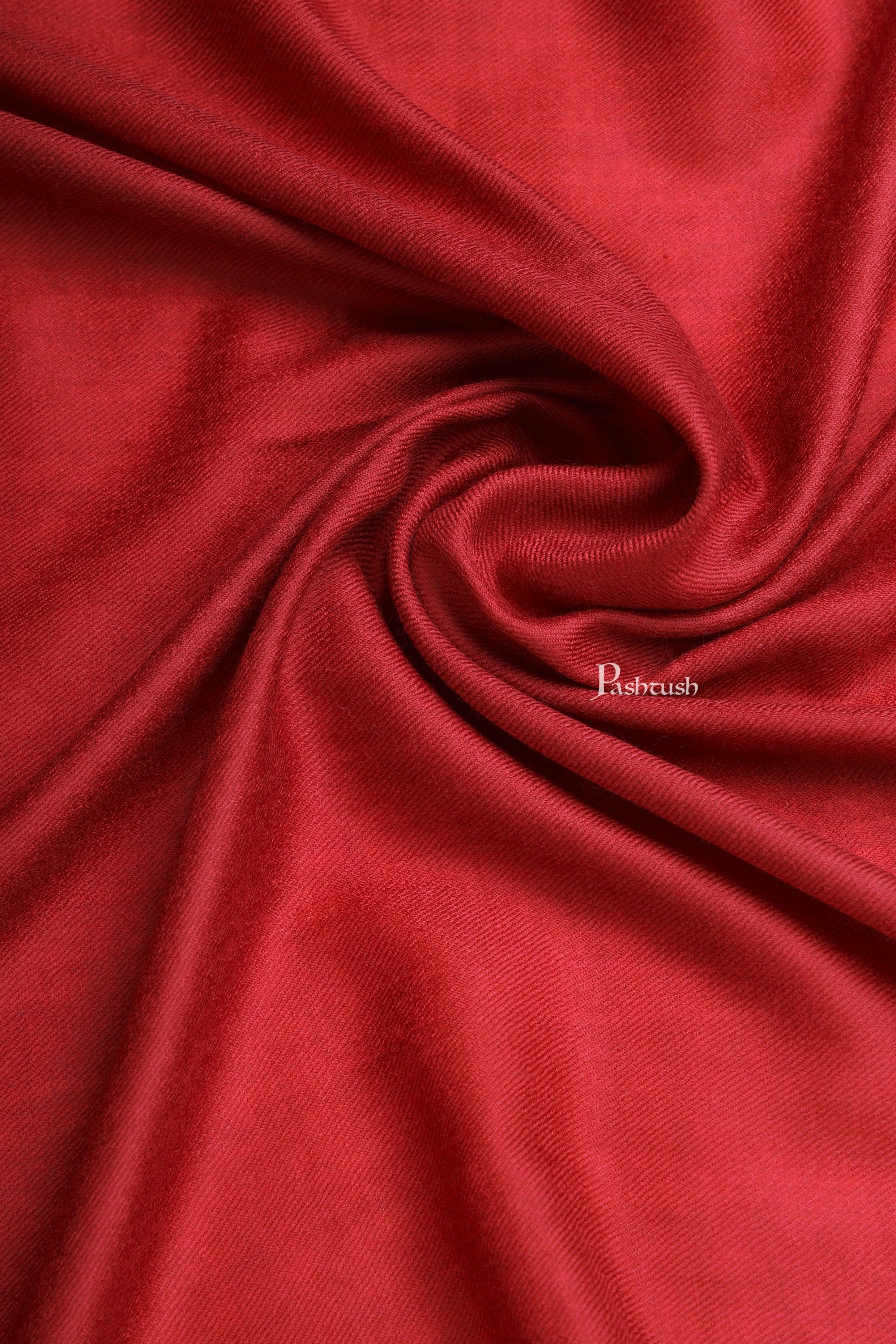Pashtush Mens Fine Wool Stole, Kingri Design, Maroon - Image 6