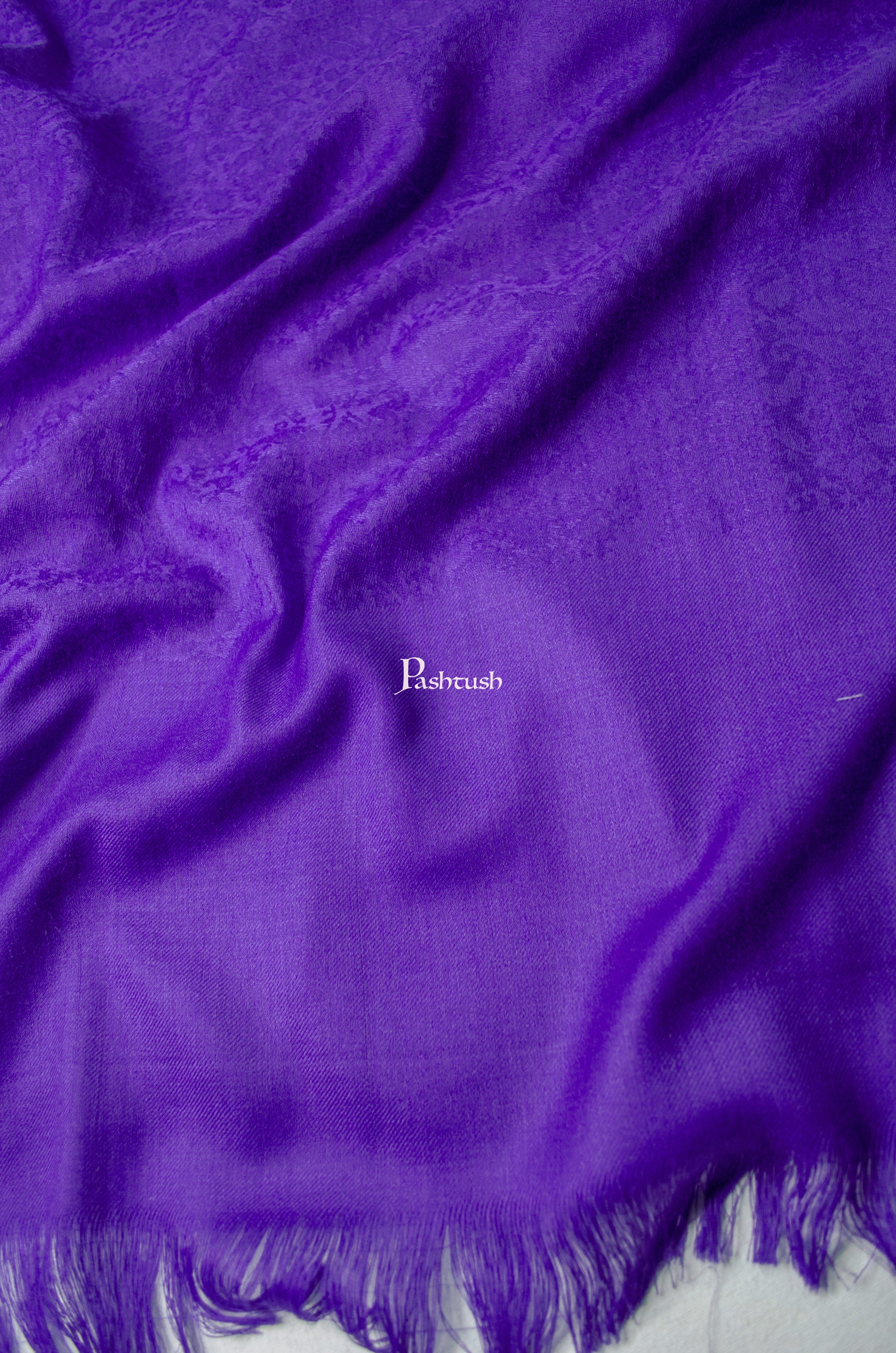 Pashtush Mens Fine Wool Stole, Self Pasiley Weave Design, Violet