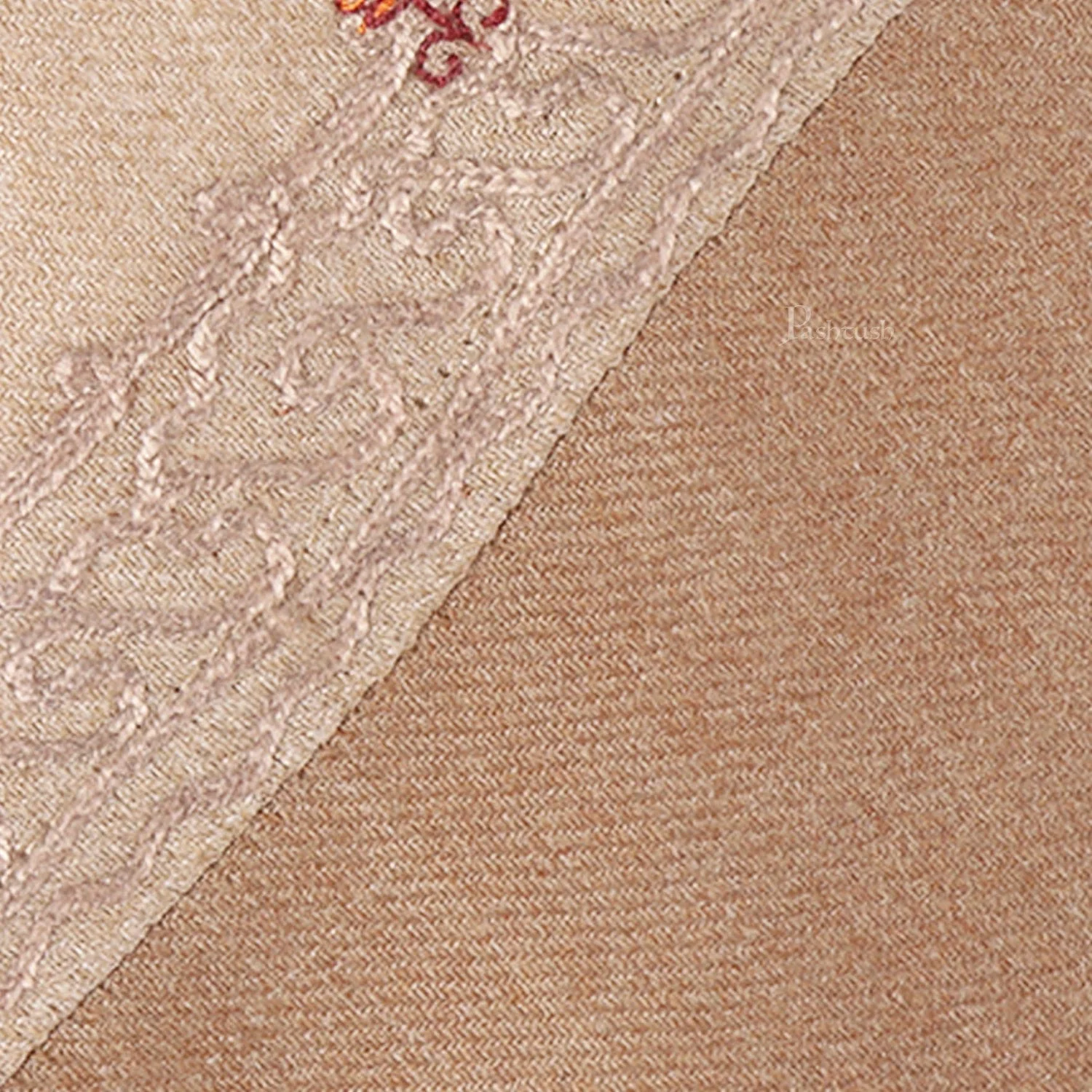 Pashtush mens Fine Wool tie, Embroidered design, Beige - Image 2