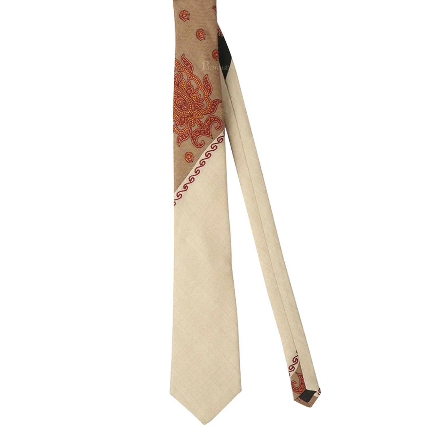 Pashtush mens Fine Wool tie, Embroidered design, Multicolour