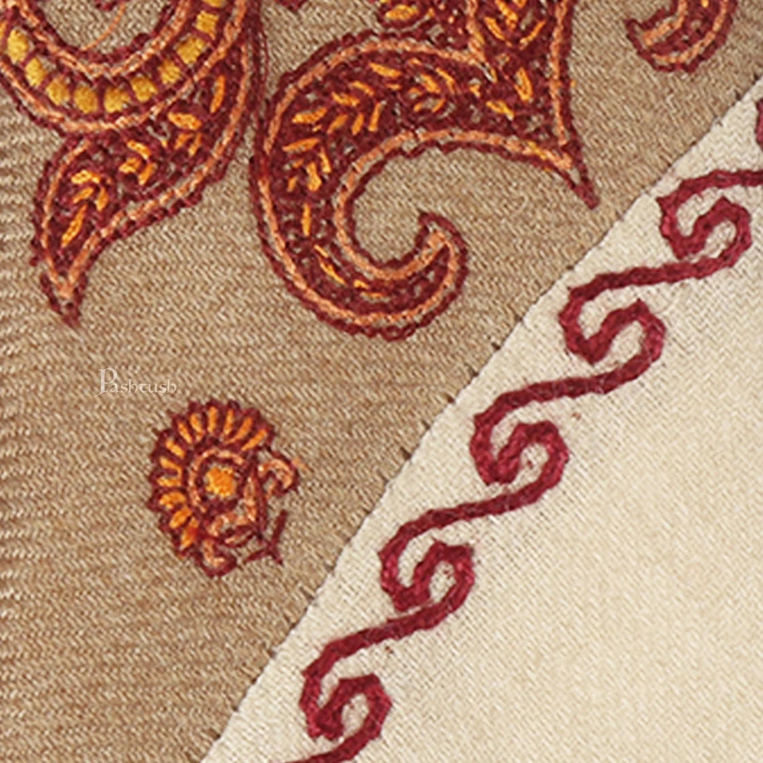 Pashtush mens Fine Wool tie, Embroidered design, Multicolour - Image 6