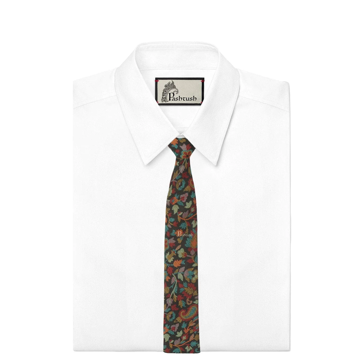 Pashtush mens Fine Wool tie, Jacquard Woven design, Multicolour - Image 4