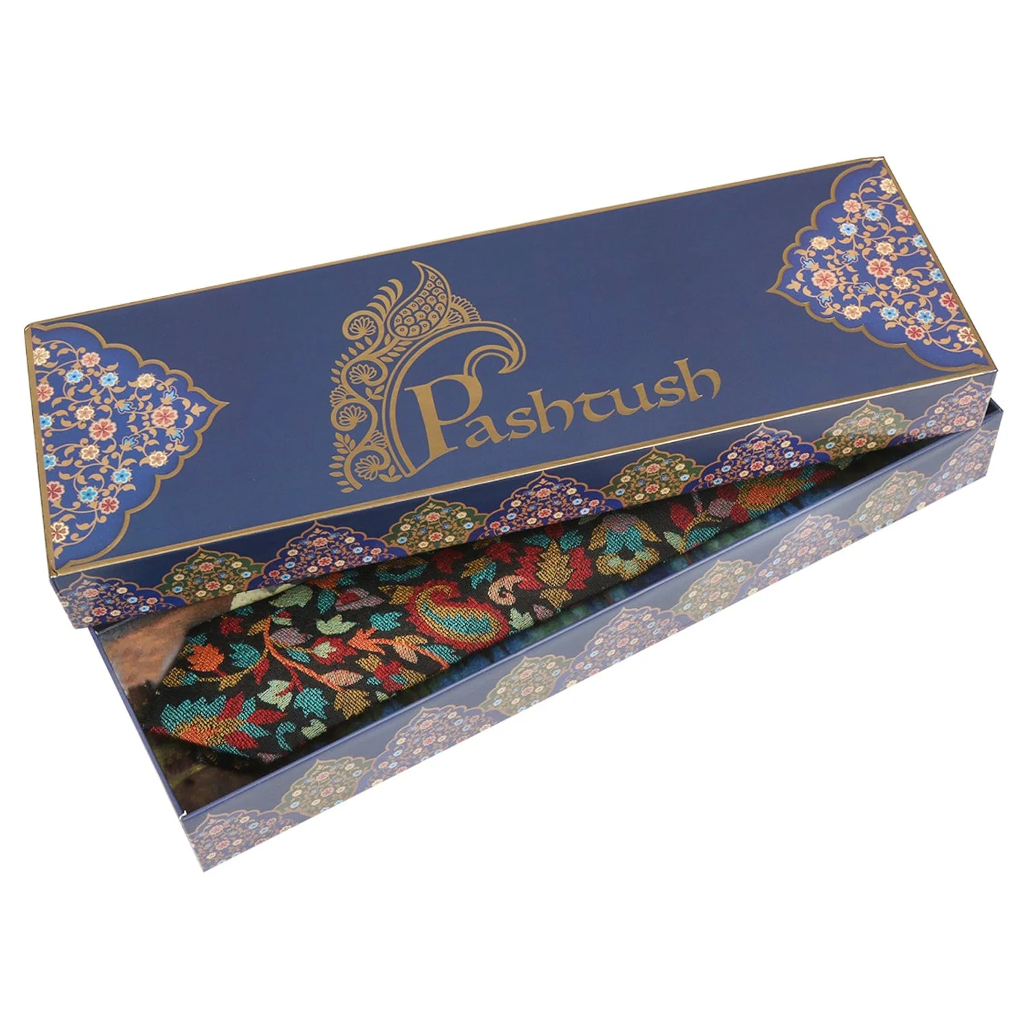 Pashtush mens Fine Wool tie, Jacquard Woven design, Multicolour - Image 5