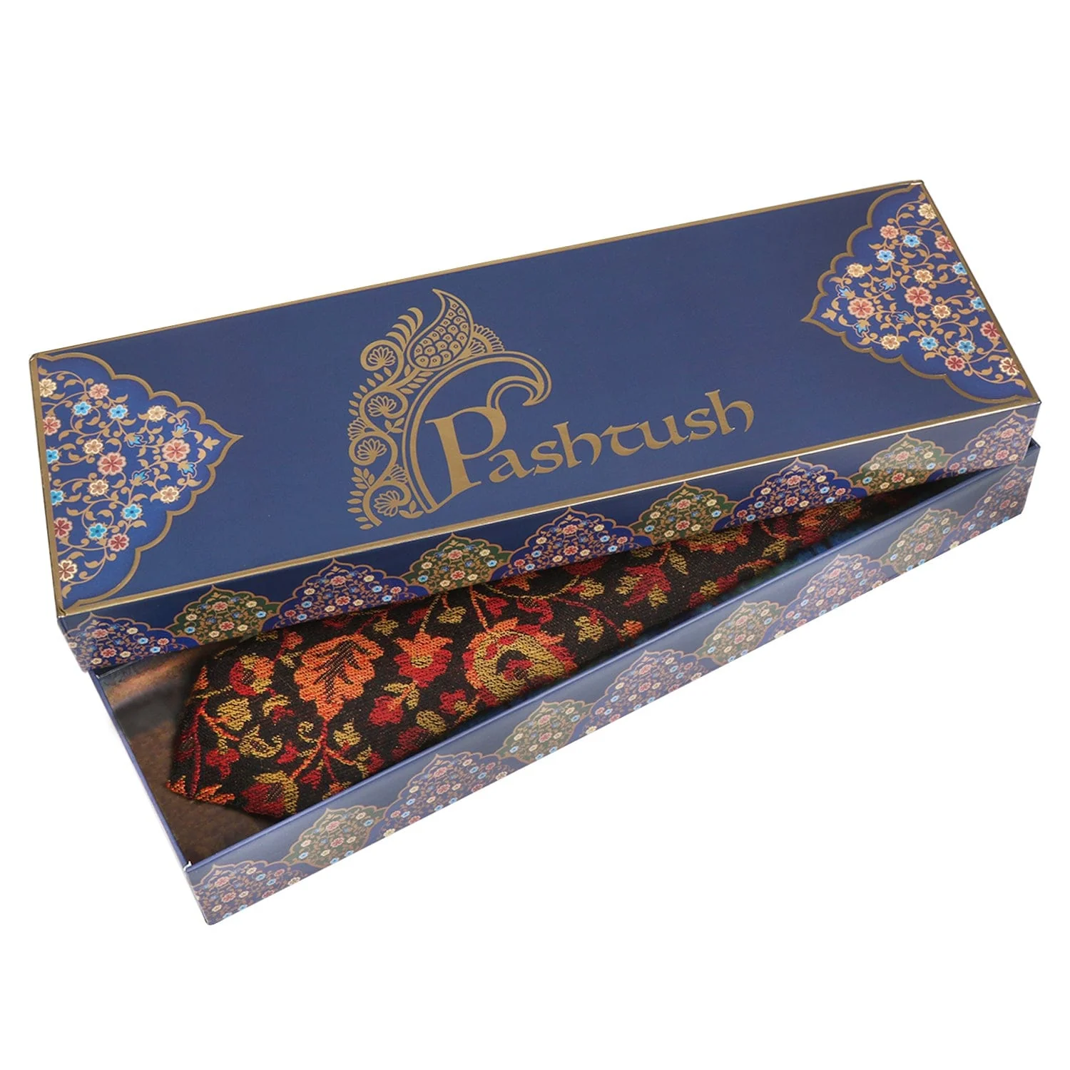 Pashtush mens Fine Wool tie, Jacquard Woven design, Multicolour - Image 3