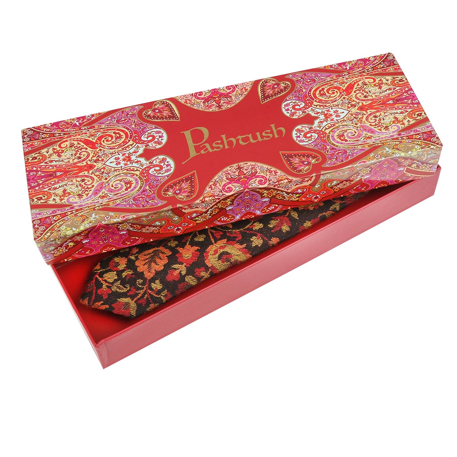 Pashtush mens Fine Wool tie, Jacquard Woven design, Multicolour - Image 4
