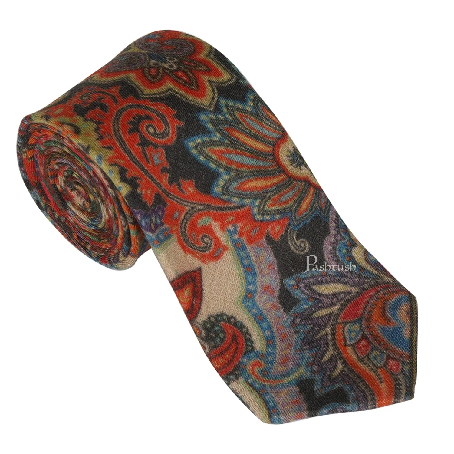 Pashtush mens Fine Wool tie, Printed design, Multicolour