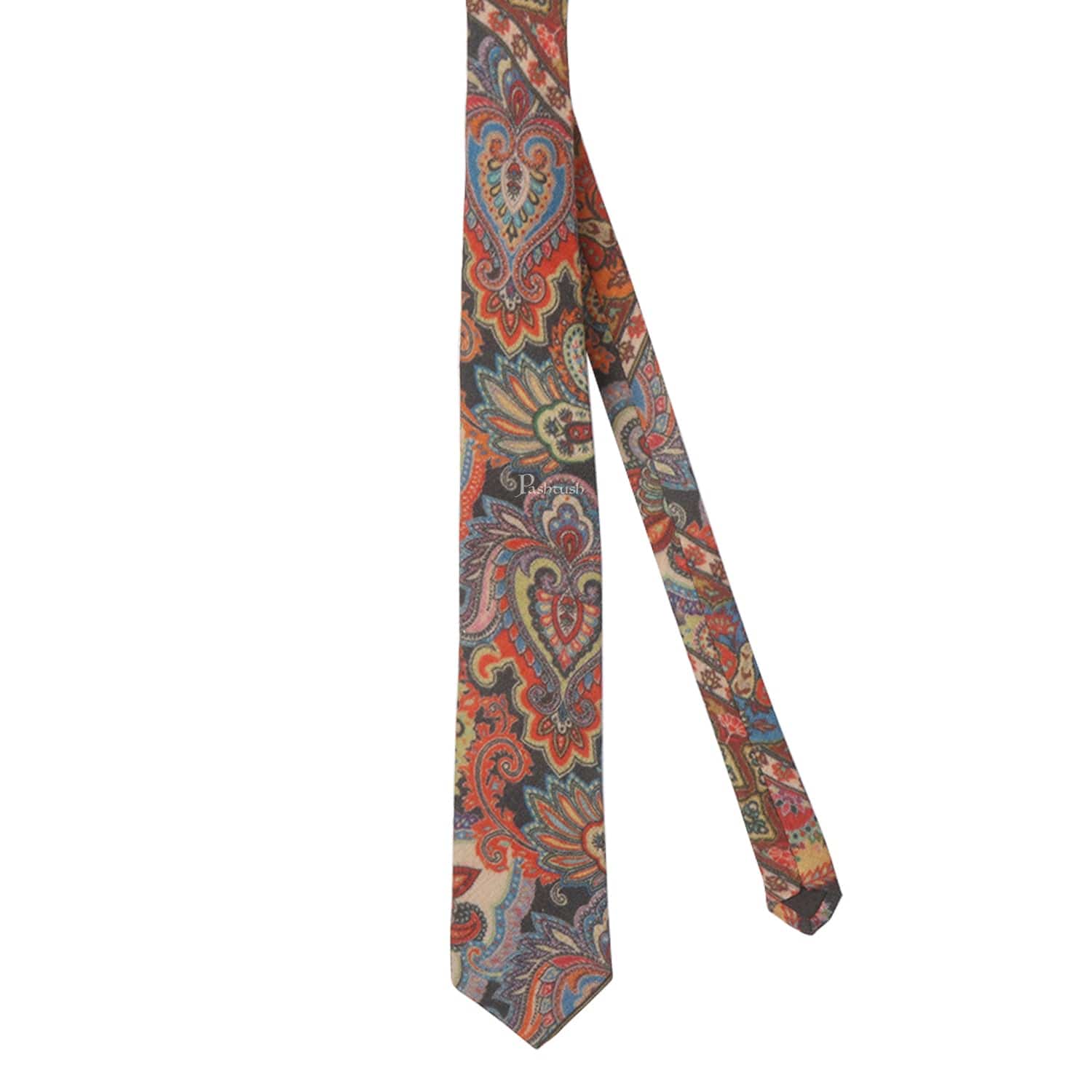 Pashtush mens Fine Wool tie, Printed design, Multicolour - Image 2