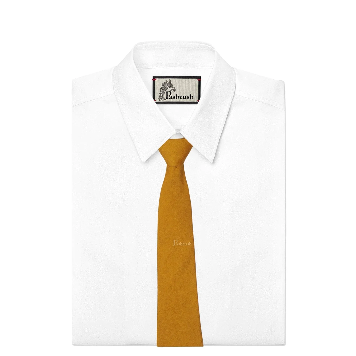 Pashtush mens Fine Wool tie, Woven design, Mustard - Image 5