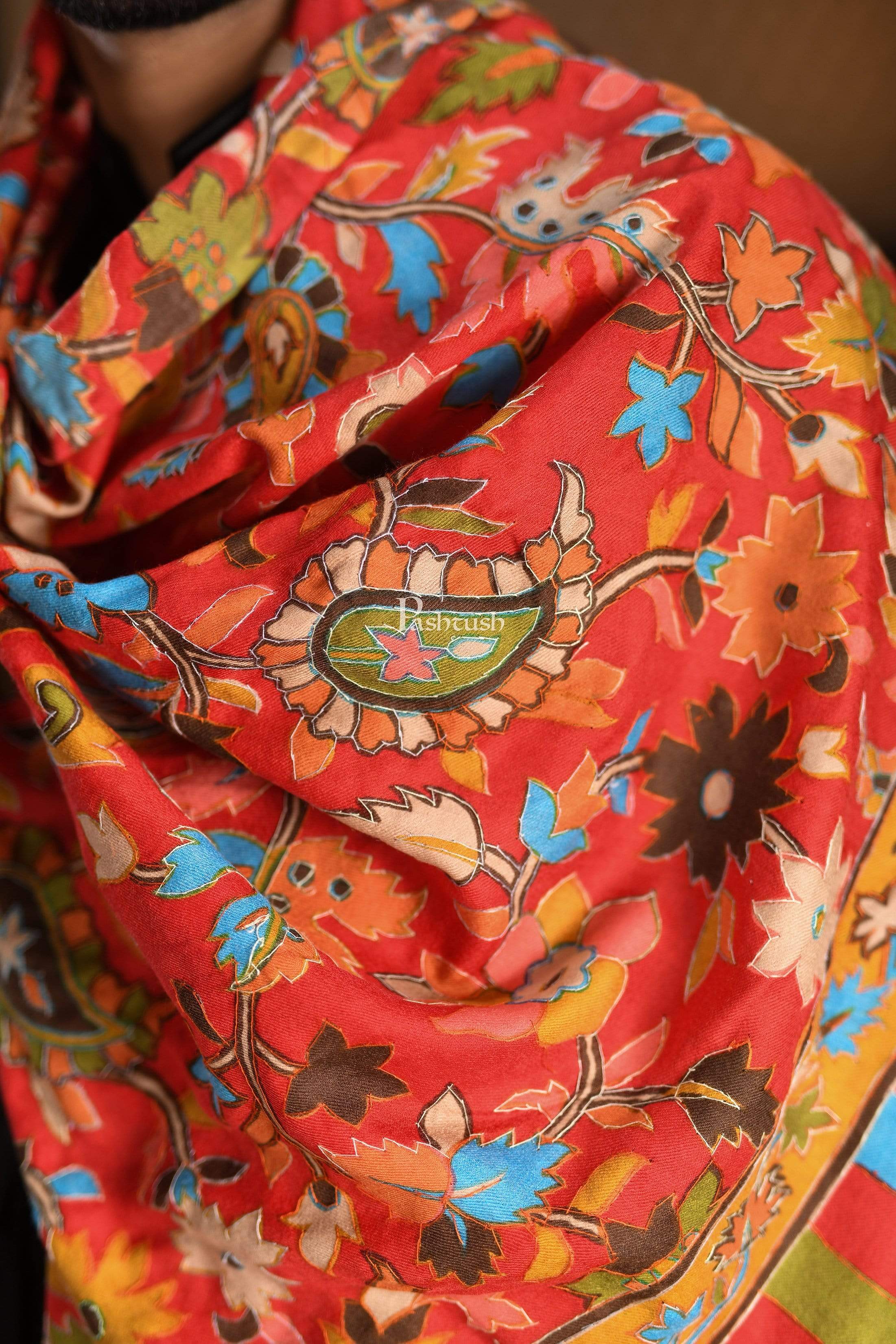Pashtush Mens Hand Embroidery Kalamkari Stole - Image 15