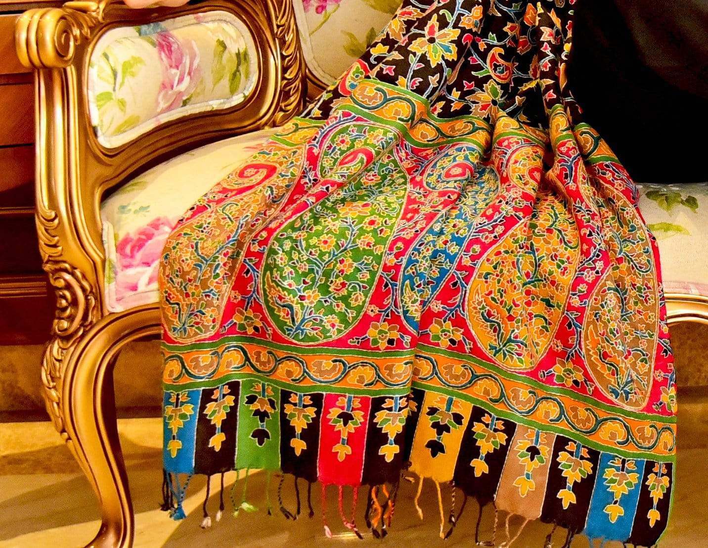 Pashtush Mens Handwork Handpainted Kalamkari Stole - Image 11