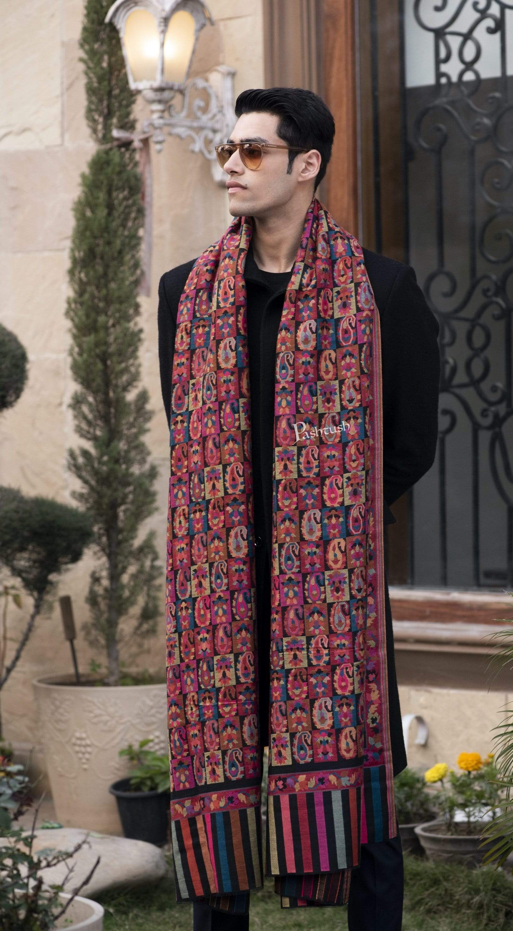 Pashtush Mens Woven Ethnic Shawl, Mens Lohi , Full Size, Fine Soft Wool - Image 5