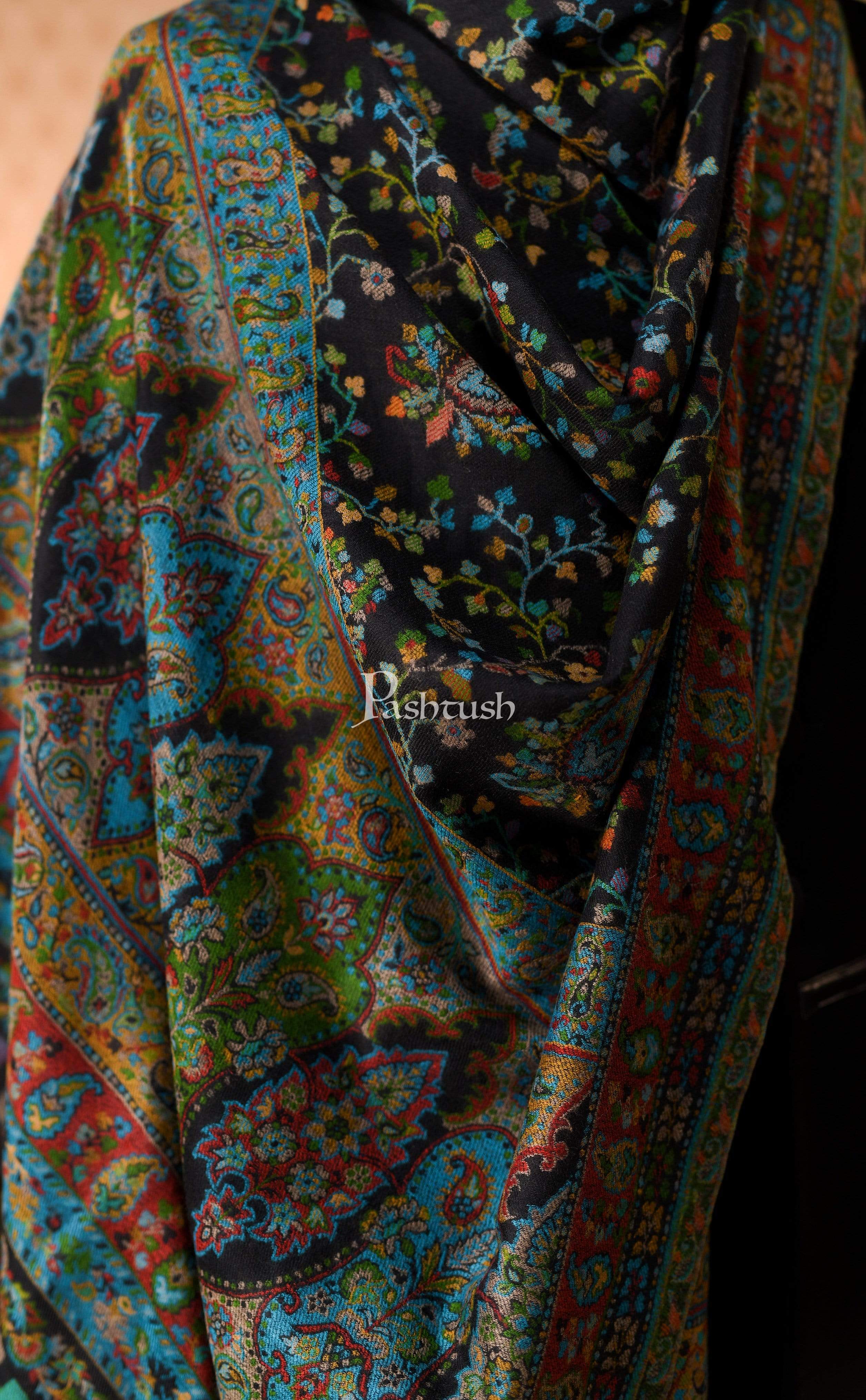 Pashtush Mens Ethnic Stole, Multi-Colored Weave, Pure Wool, Woolmark Certificate - Image 2