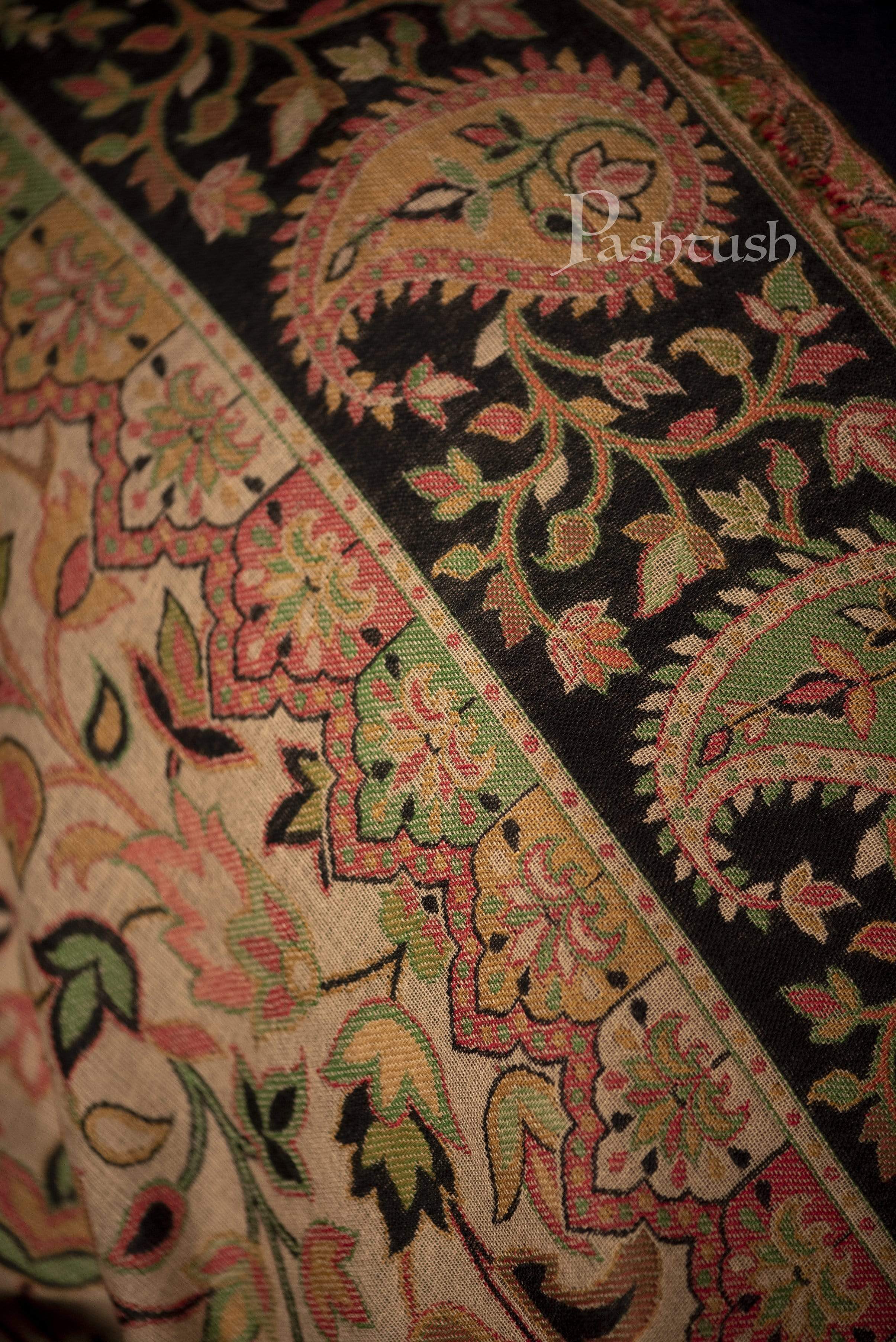 Pashtush Mens Ethnic Stole, Faux Pashmina, Soft And Warm, Beige And Black - Image 4