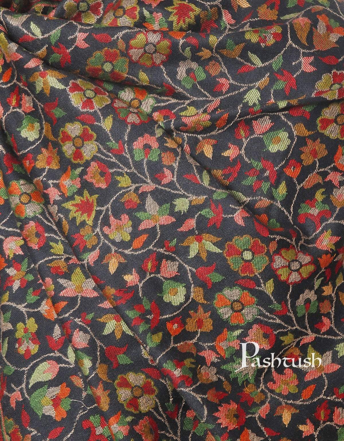Pashtush Mens Ethnic Stole, Faux Pashmina, Soft And Warm, Black - Image 5