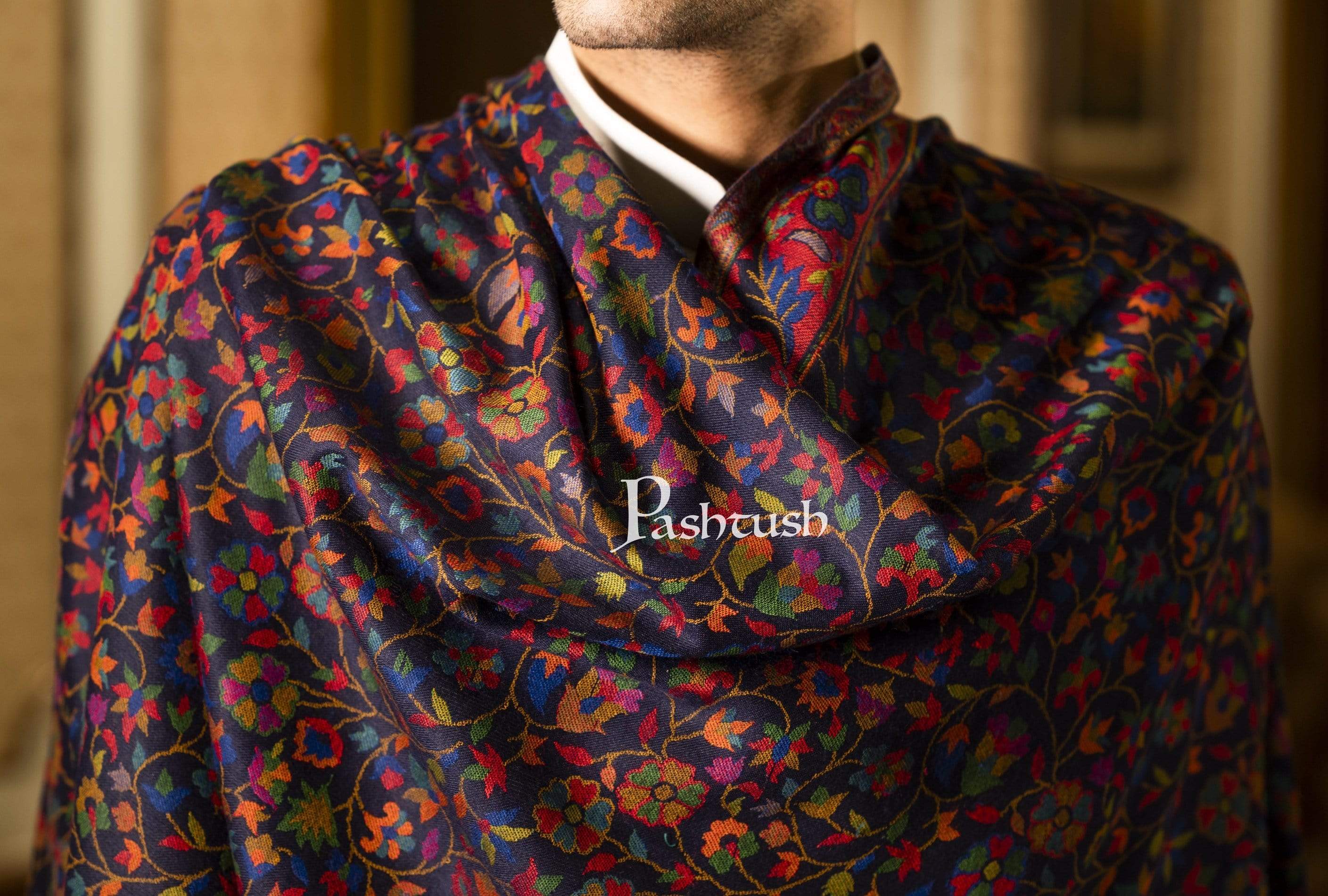 Pashtush Mens Ethnic Stole, Faux Pashmina, Soft And Warm, Multi Coloured - Image 4