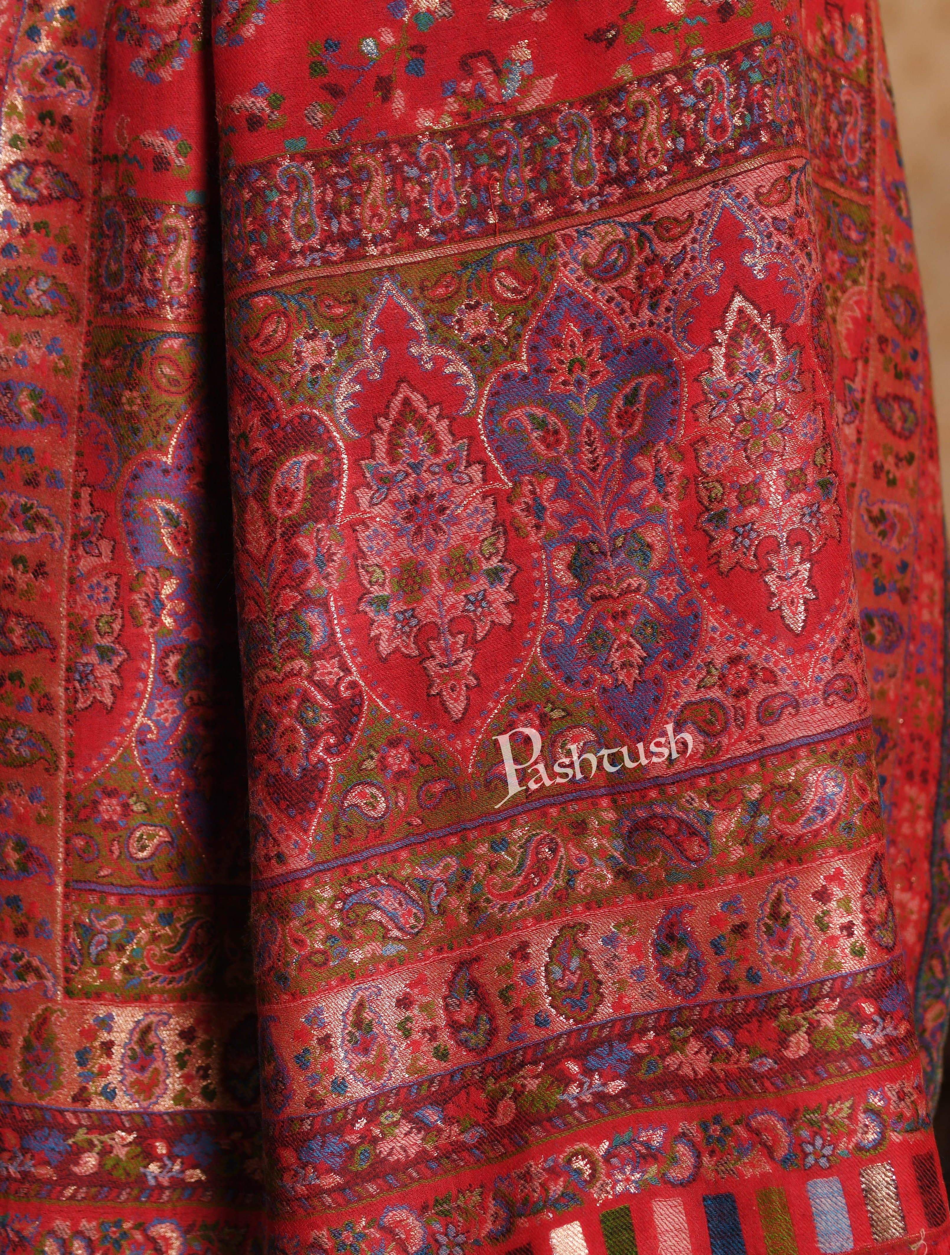 Pashtush Mens Ethnic Stole, Pure Wool, With Metallic Zari Weave (Twilight) - Image 2