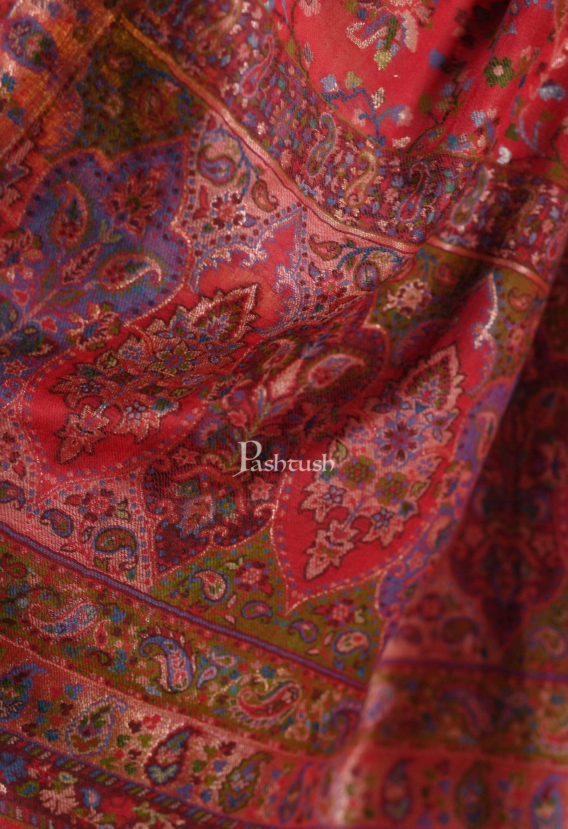 Pashtush Mens Ethnic Stole, Pure Wool, With Metallic Zari Weave (Twilight) - Image 5