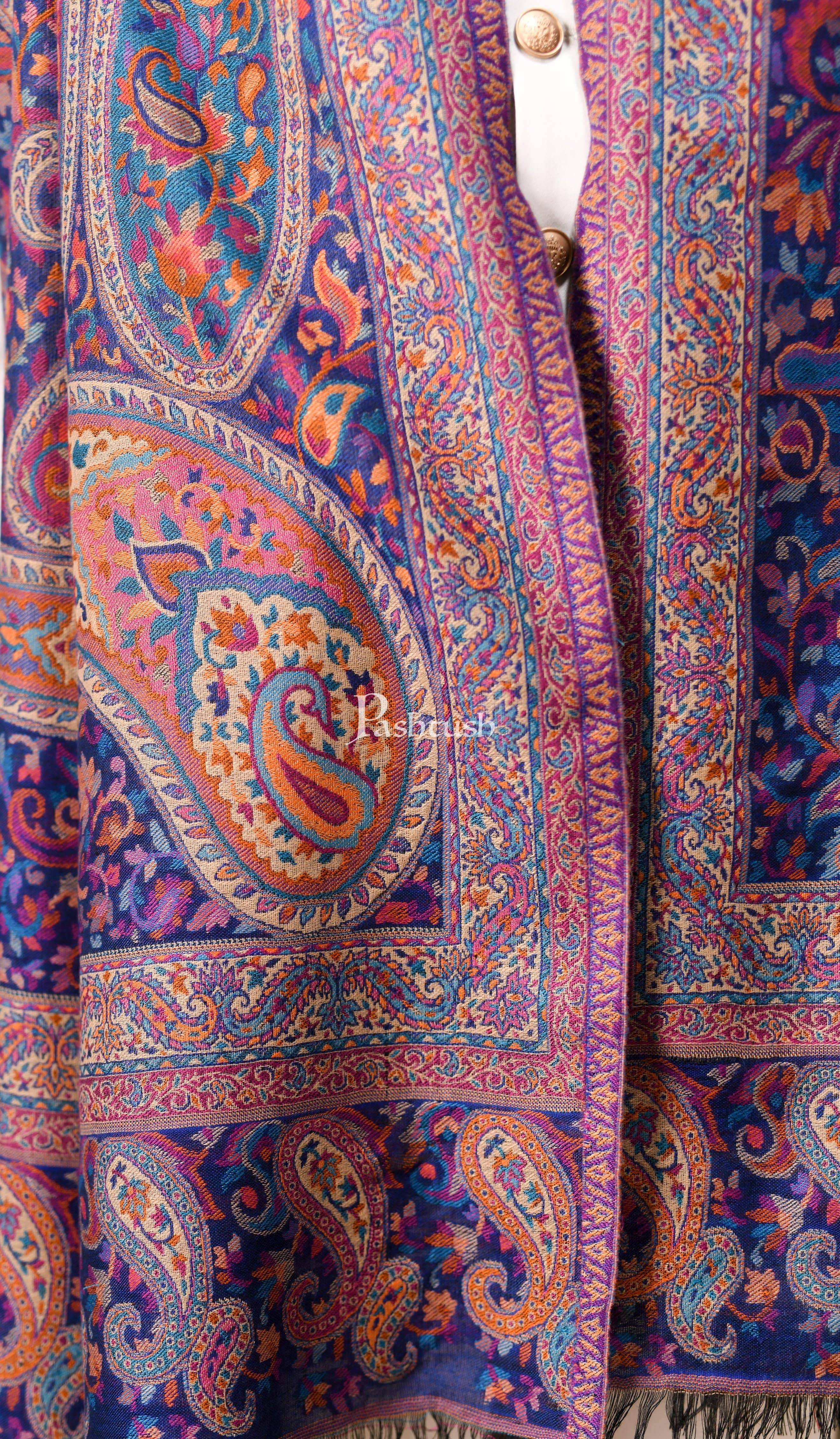 Pashtush Mens Ethnic Weave Stole, Rich Garden - Image 3