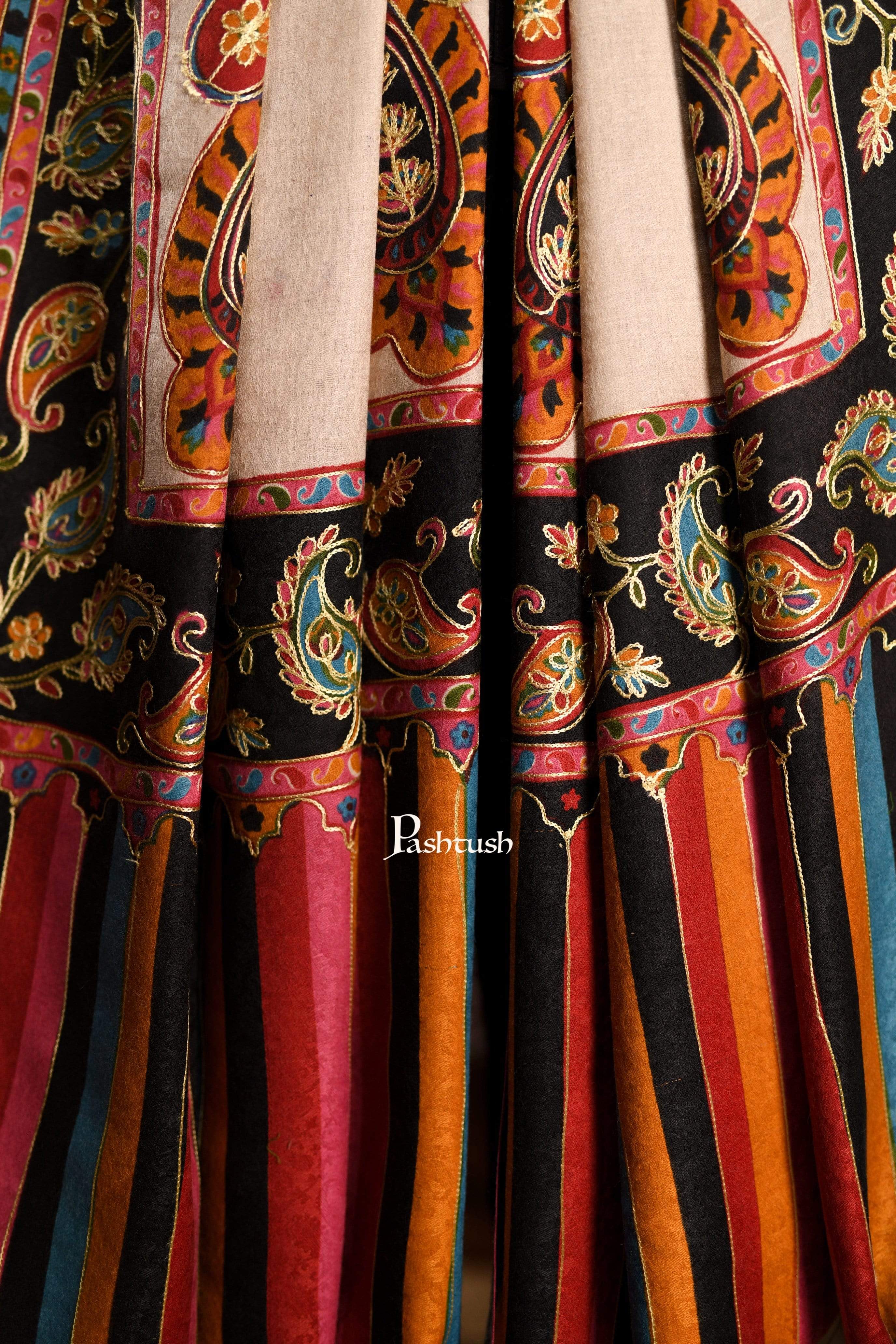 Pashtush Mens Kalamkari Embroidery Shawl, Gents Fine Wool Shawls, Medium - Image 5