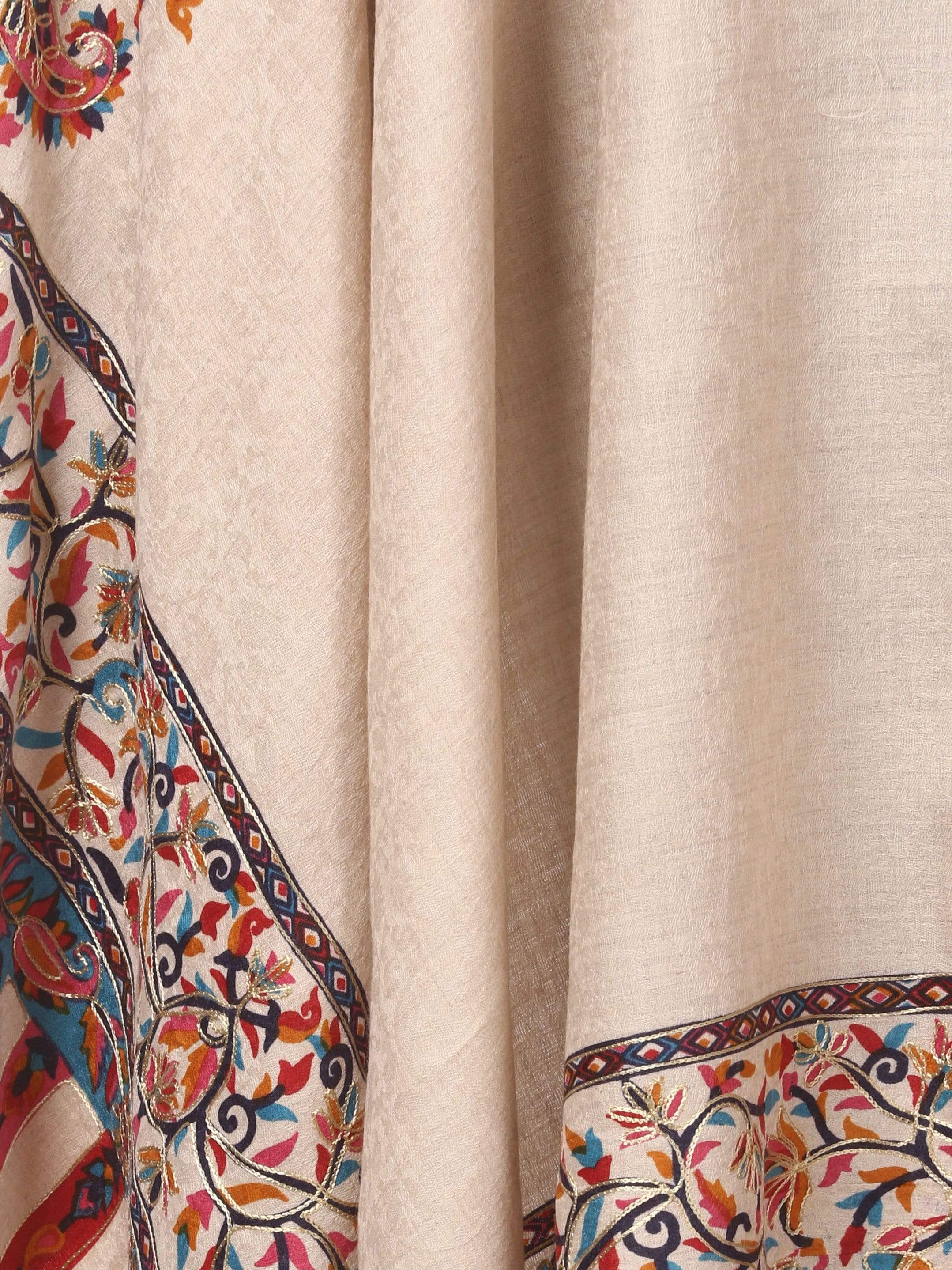 Pashtush Mens Kalamkari Embroidery Shawl, Gents Fine Wool Shawls, Medium - Image 6