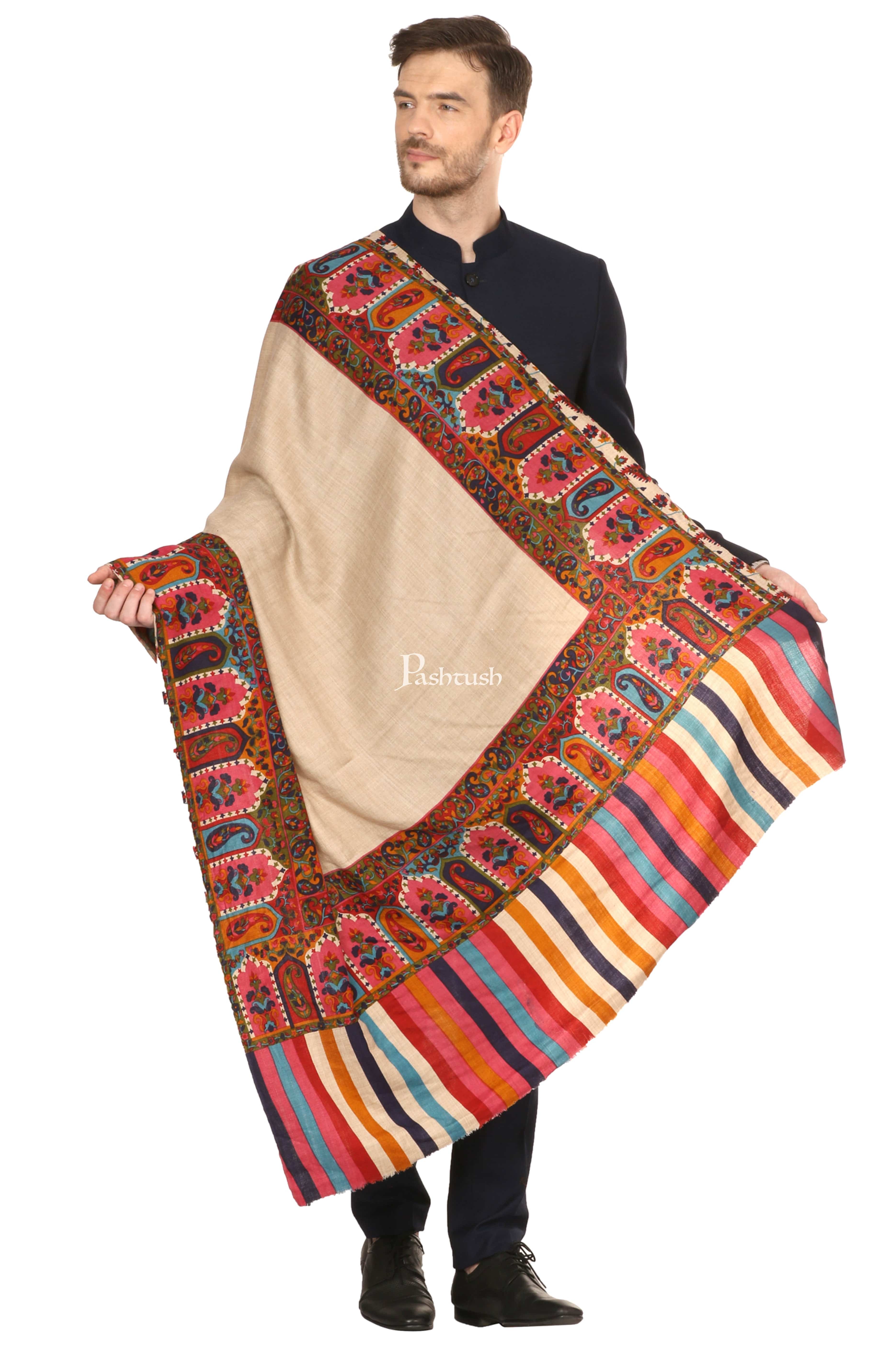 Pashtush Mens Kalamkari Printed Shawl, Medium, Thick And Warm - Image 4