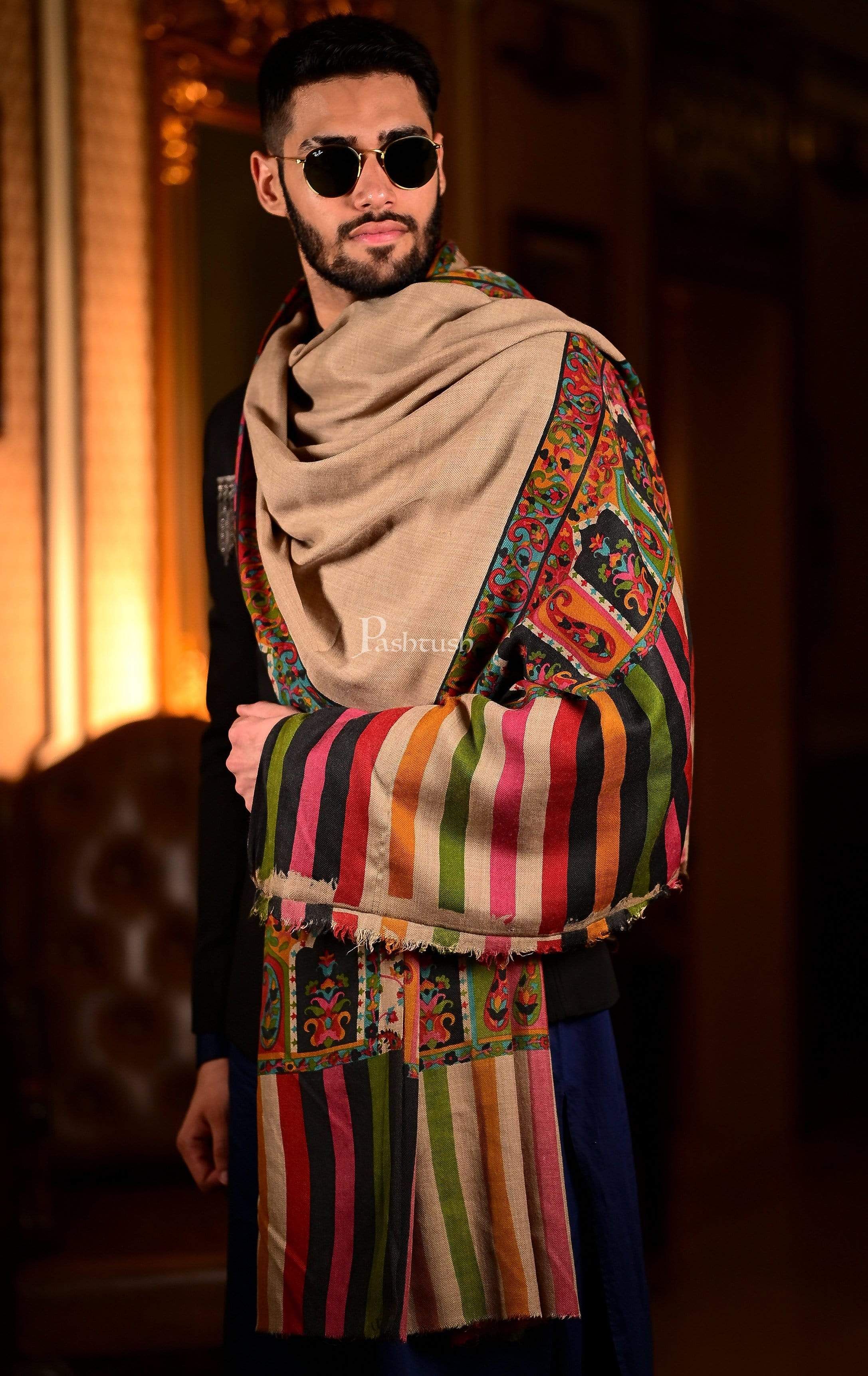 Pashtush Mens Kalamkari Printed Shawl, Medium, Thick And Warm - Image 3