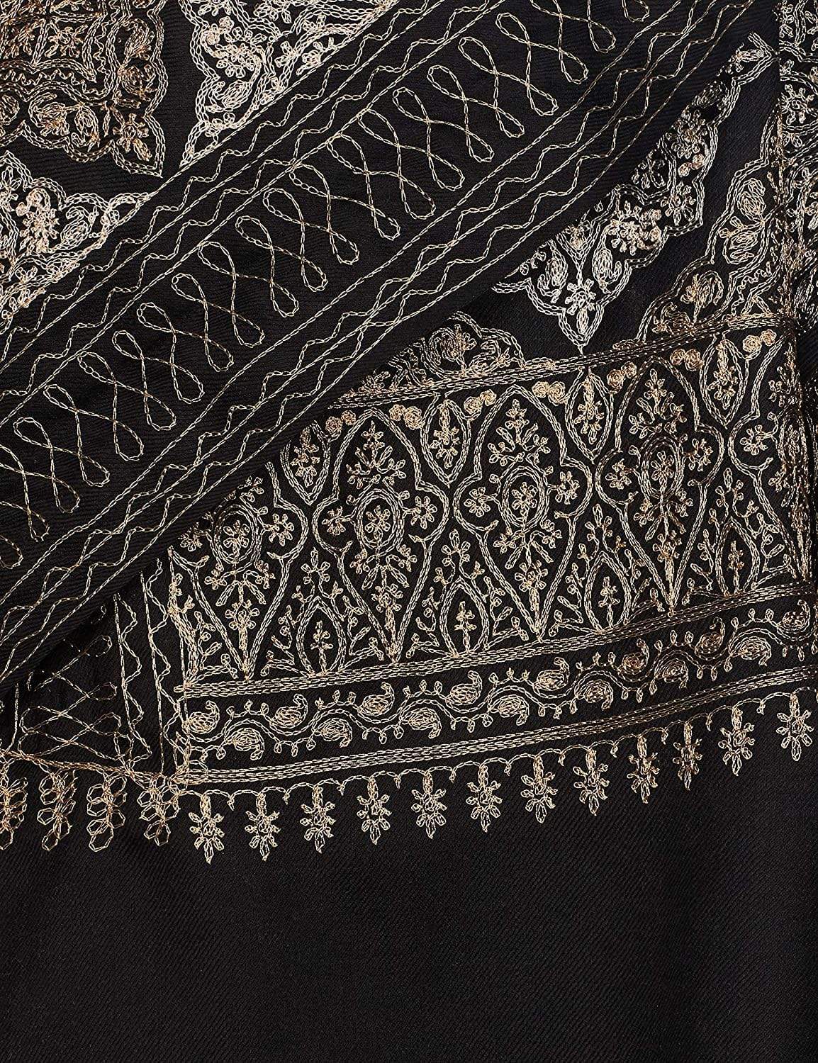 Pashtush Mens Embroidery Shawl, Light Weight, Fine Wool, Black - Image 8