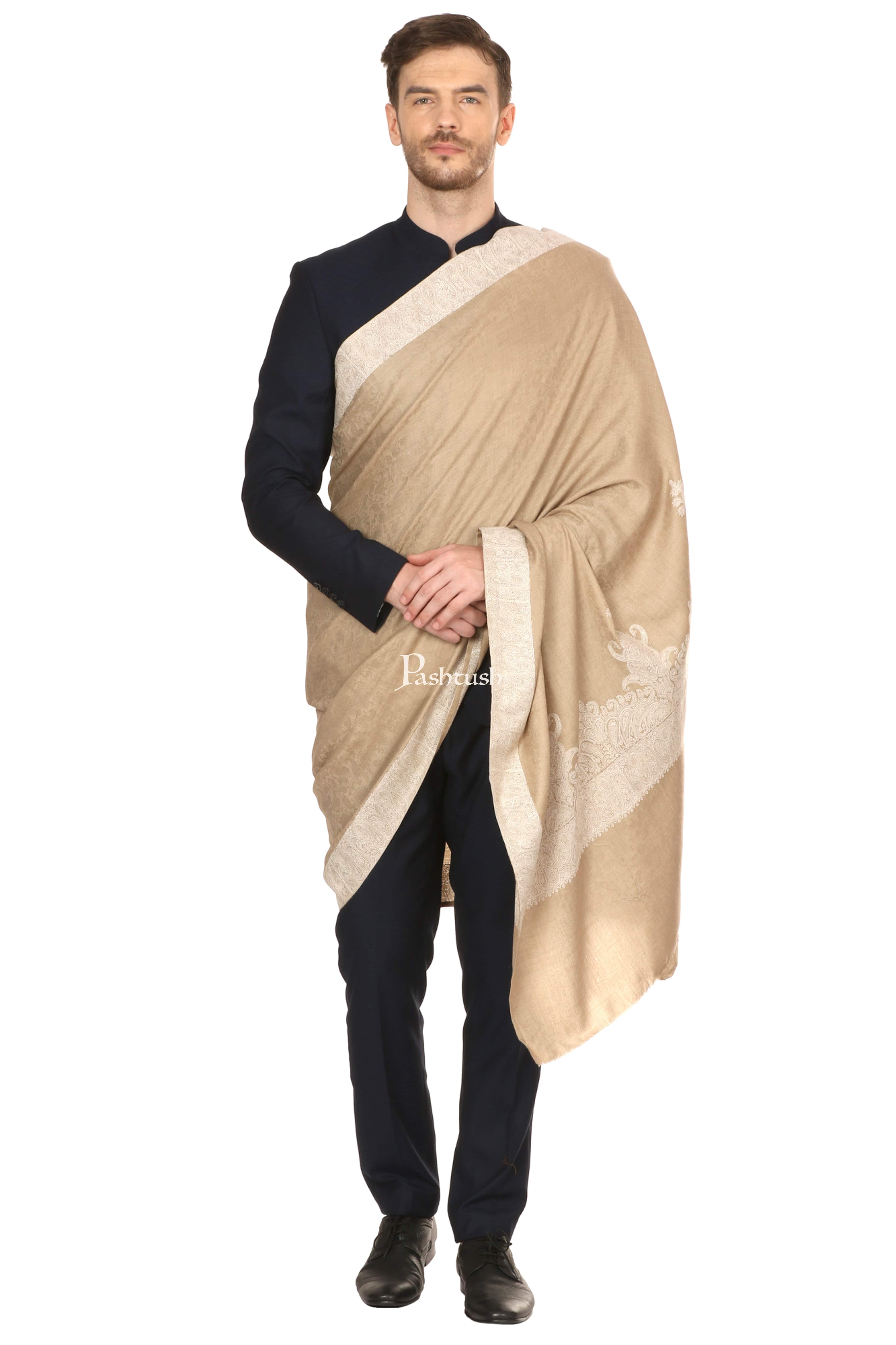 Pashtush Mens Embroidery Tone On Tone, Shawl, Medium - Image 3