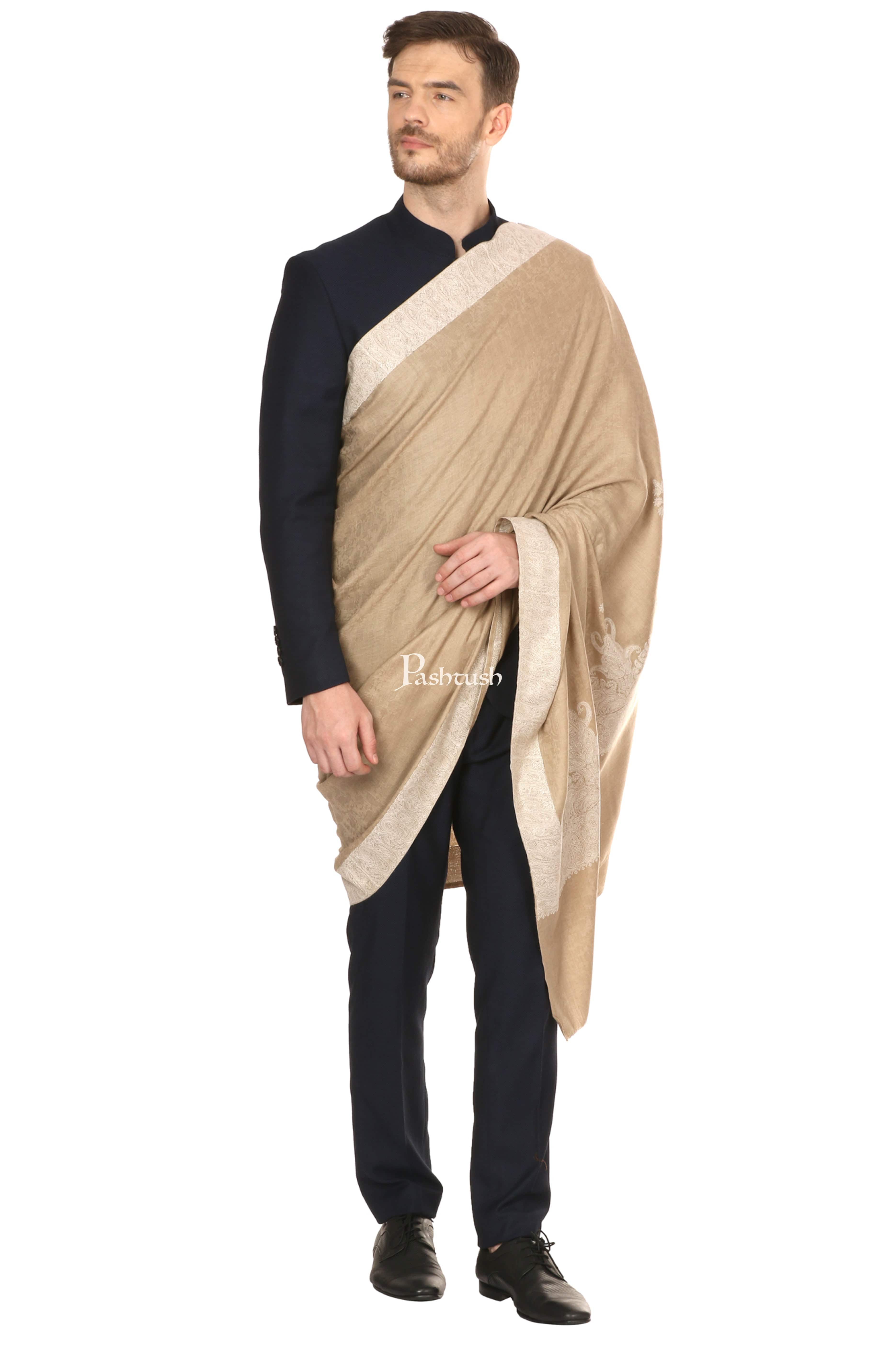 Pashtush Mens Embroidery Tone On Tone, Shawl, Medium - Image 4