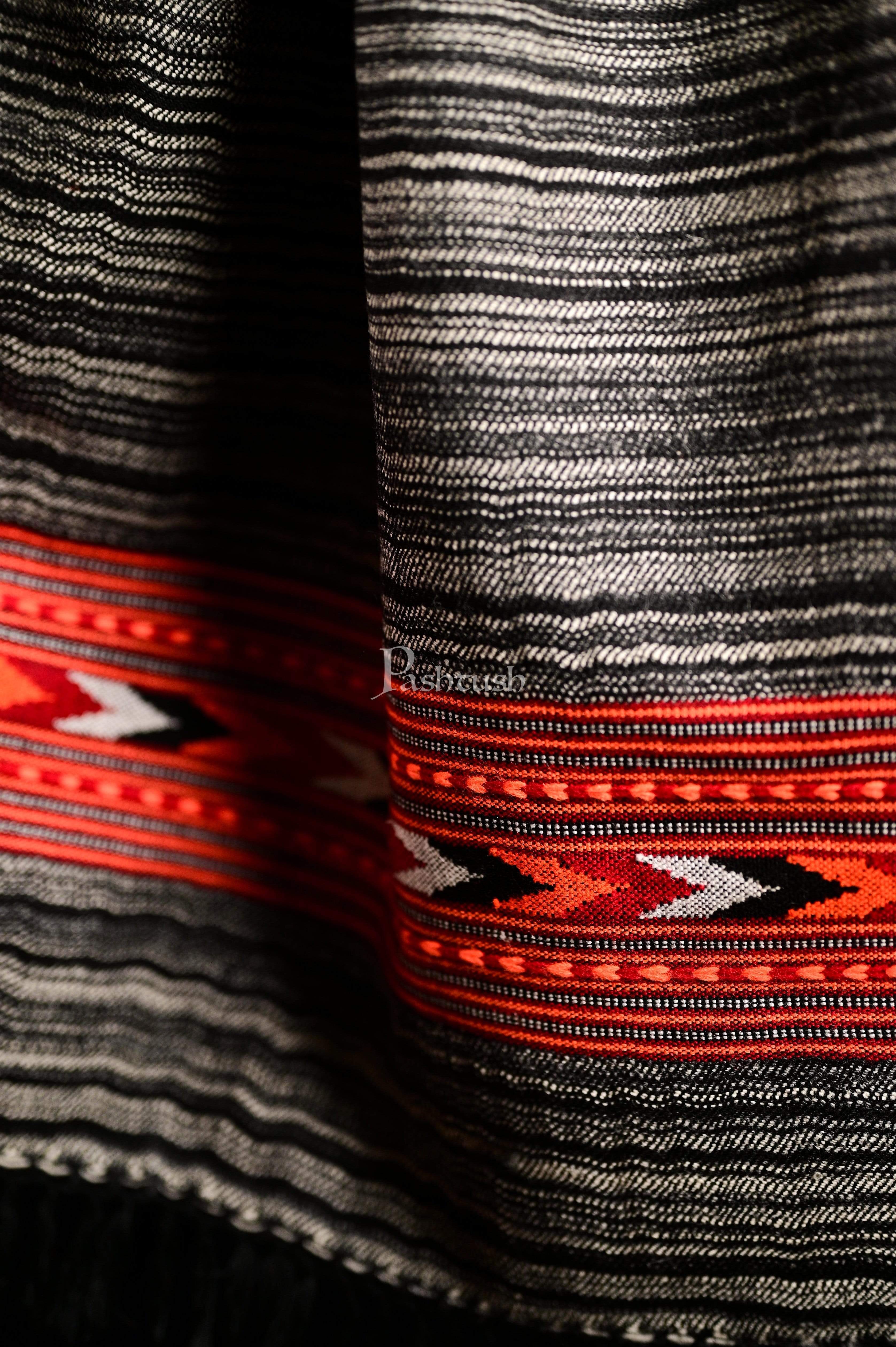 Pashtush Mens Aztec Wool, Authentic 100% Handwoven Stole, Extra Warm, Grey - Image 3