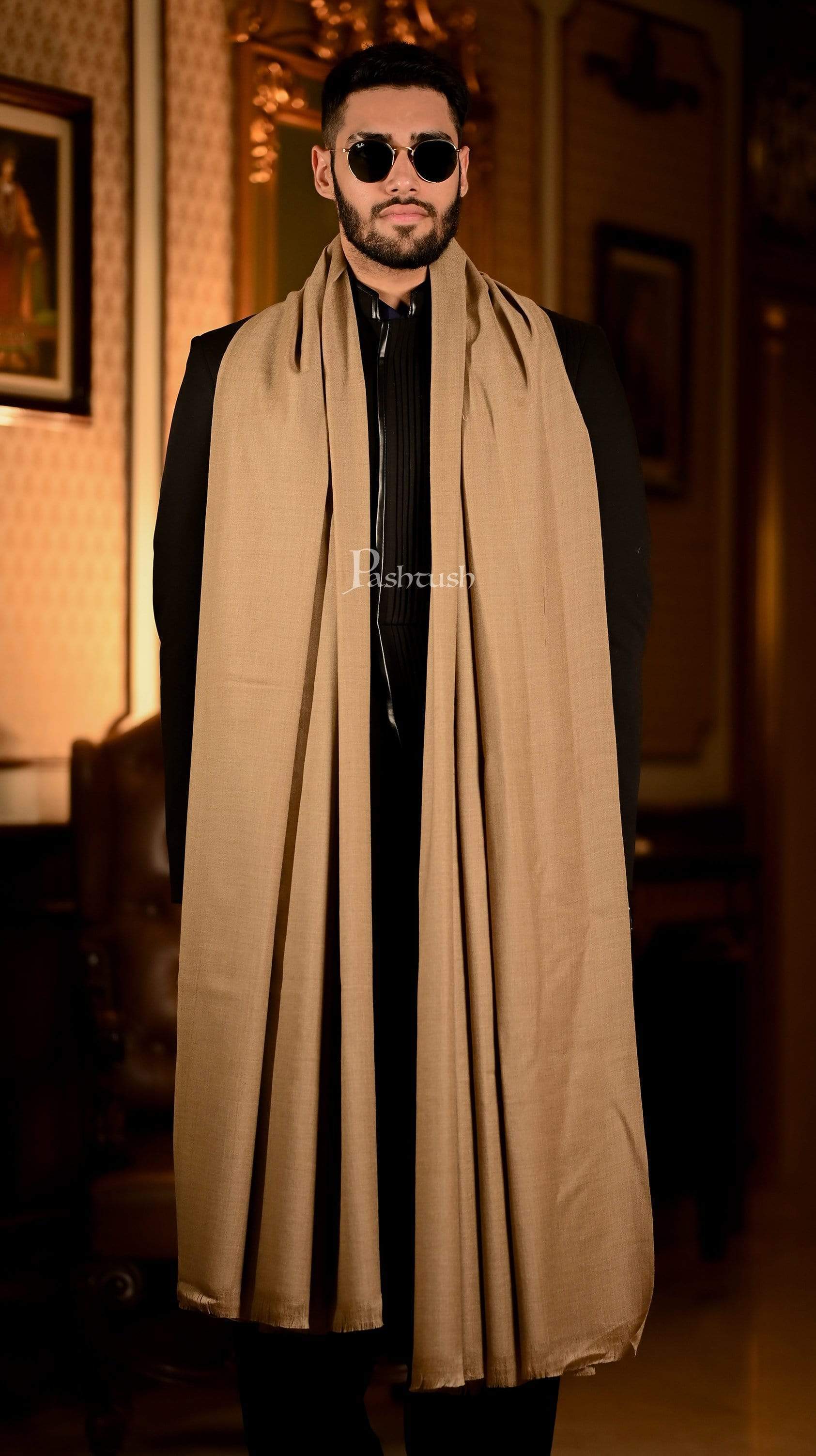 Pashtush Mens Pure Wool Full Size Shawl, Fine Count-Thick Weave. (Woolmark Certified) - Image 4