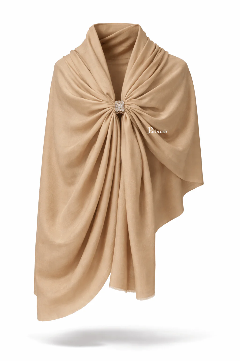 Pashtush Mens Ladakhi Shawl, Beige - Image 3