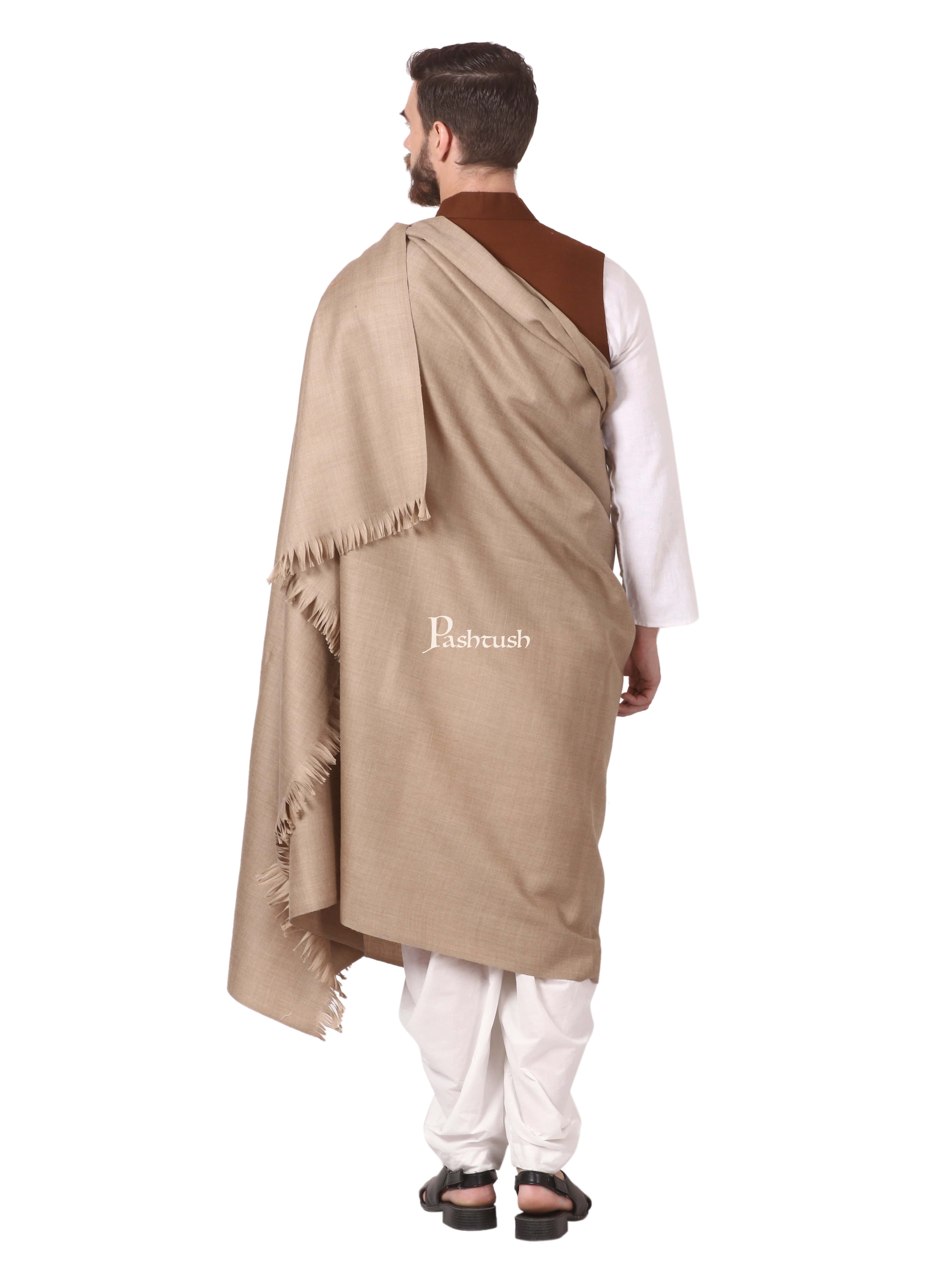 Pashtush Mens Thick Blended Wool Lohi, Mens Shawl With 50% Wool, Desert Sand - Image 4