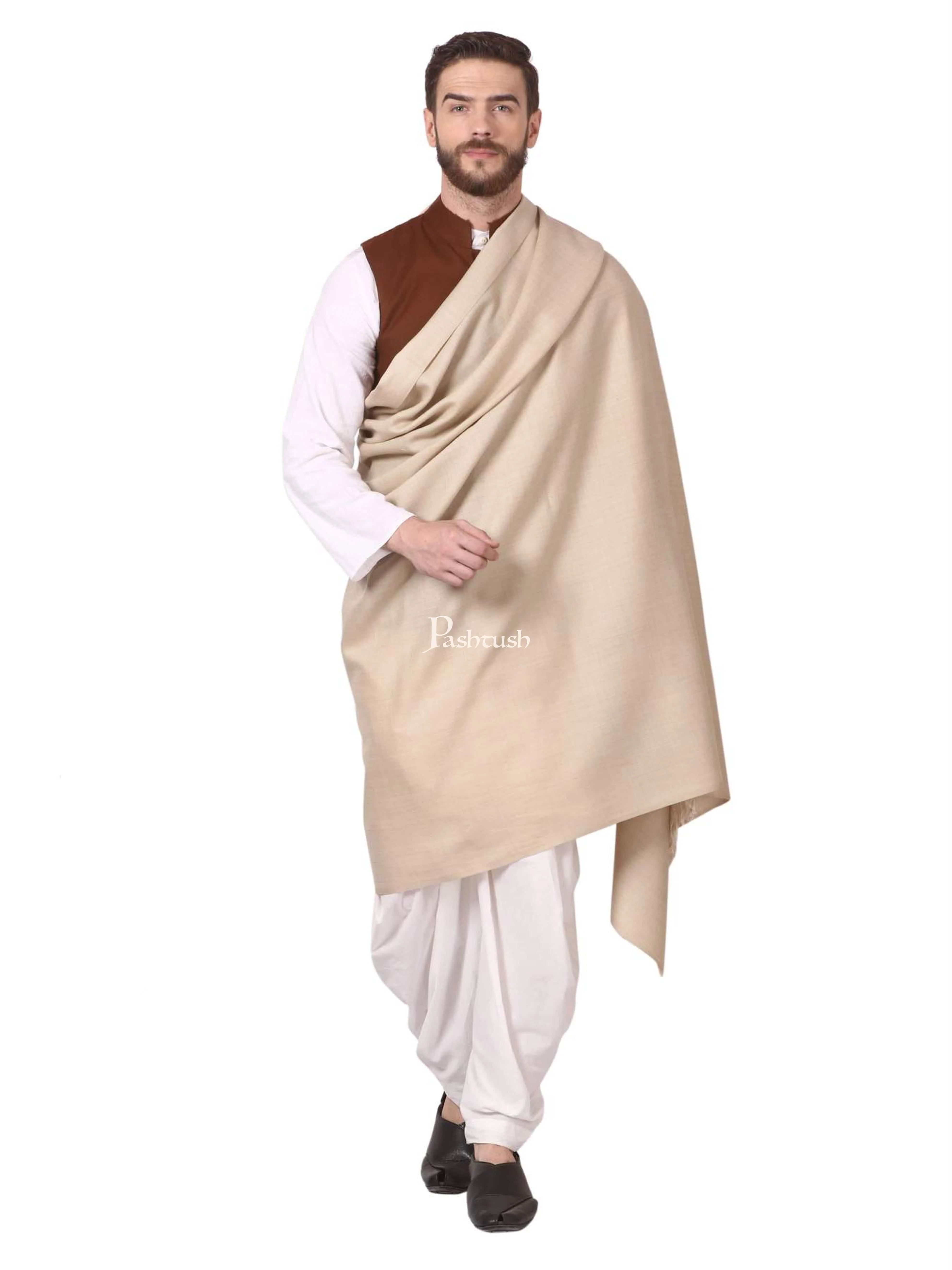 Pashtush Mens Thick Blended Wool Lohi, Mens Shawl With 50% Wool, Sahara