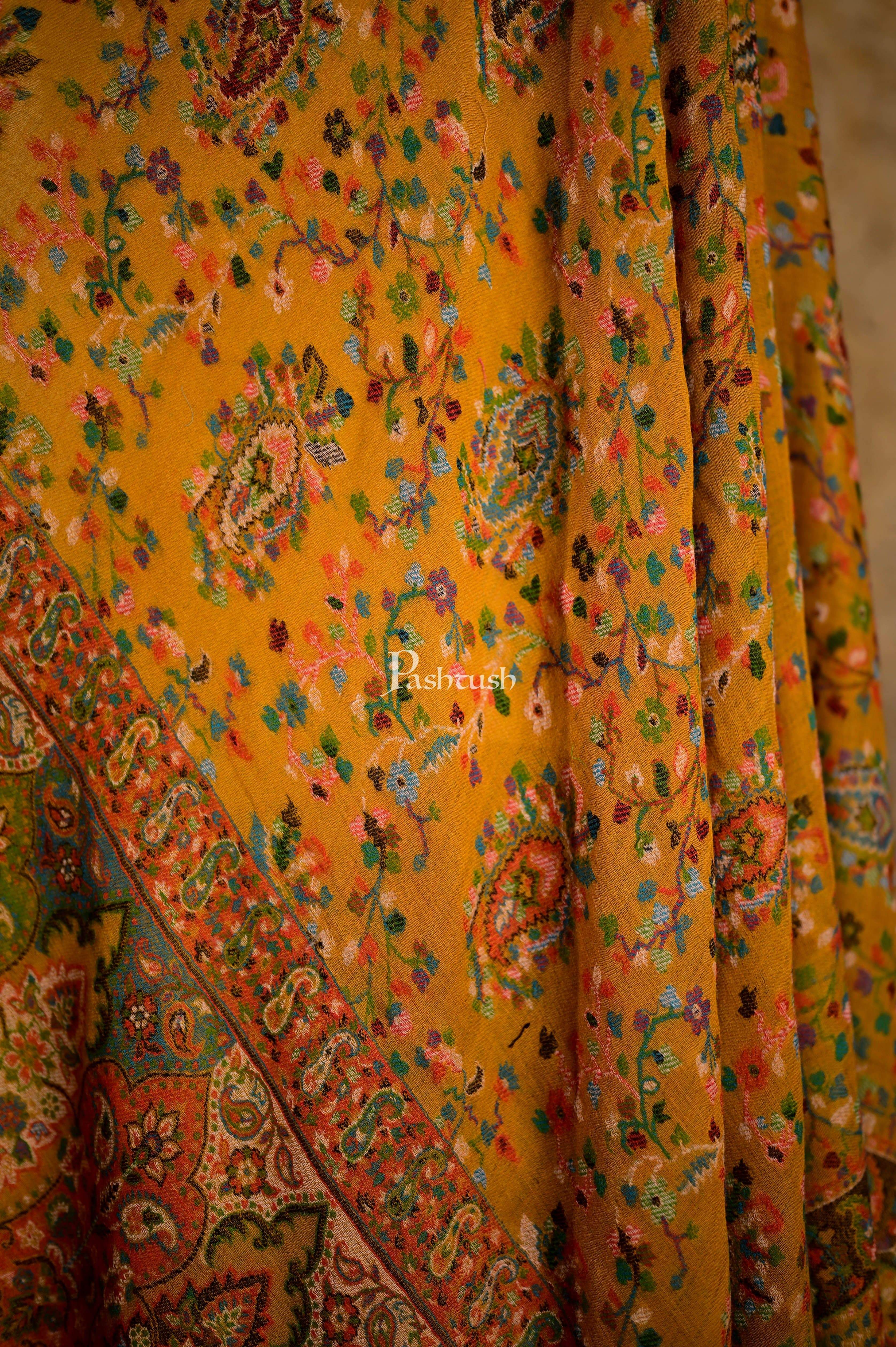Pashtush Mens Multi-Coloured 100% Pure Wool Woven Design stole Woolmark Certification - Image 2