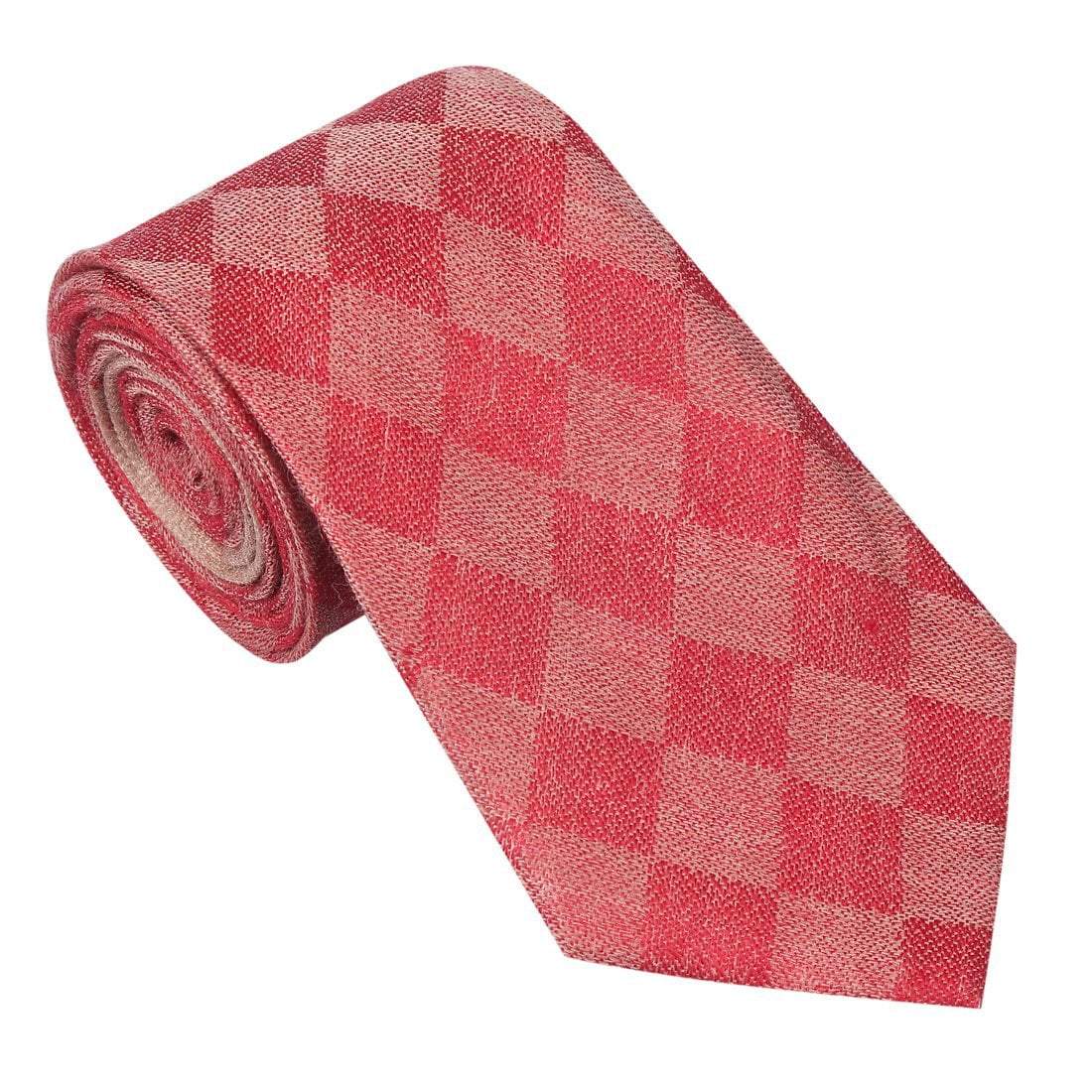 Pashtush Mens Necktie, Checkered Design, Free Size, Cupertino Red - Image 3