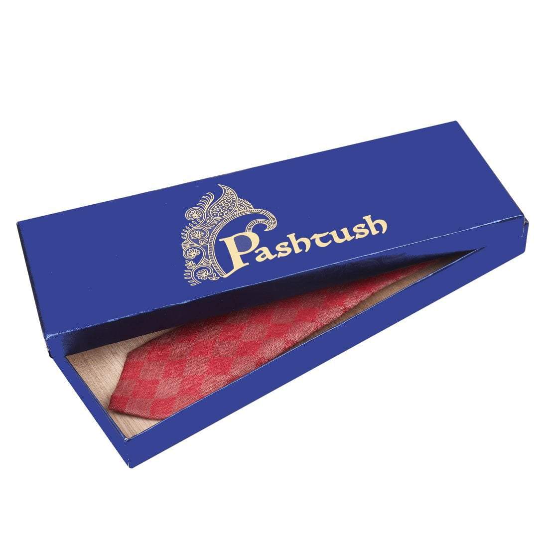 Pashtush Mens Necktie, Checkered Design, Free Size, Cupertino Red - Image 4