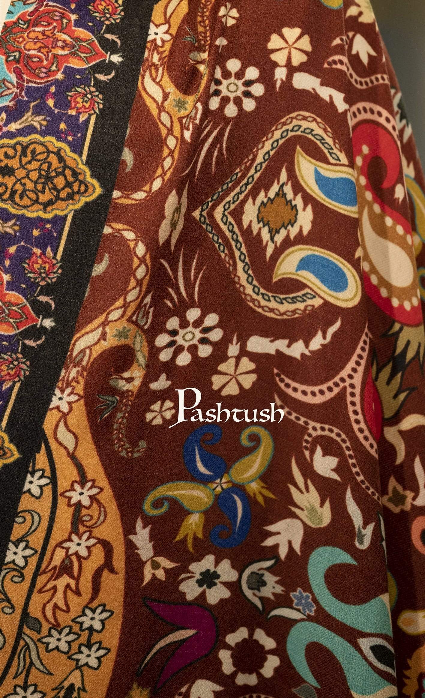 Pashtush Mens Printed Stole, Multicoloured, 100% Pure Wool (Woolmark Certified) - Image 3
