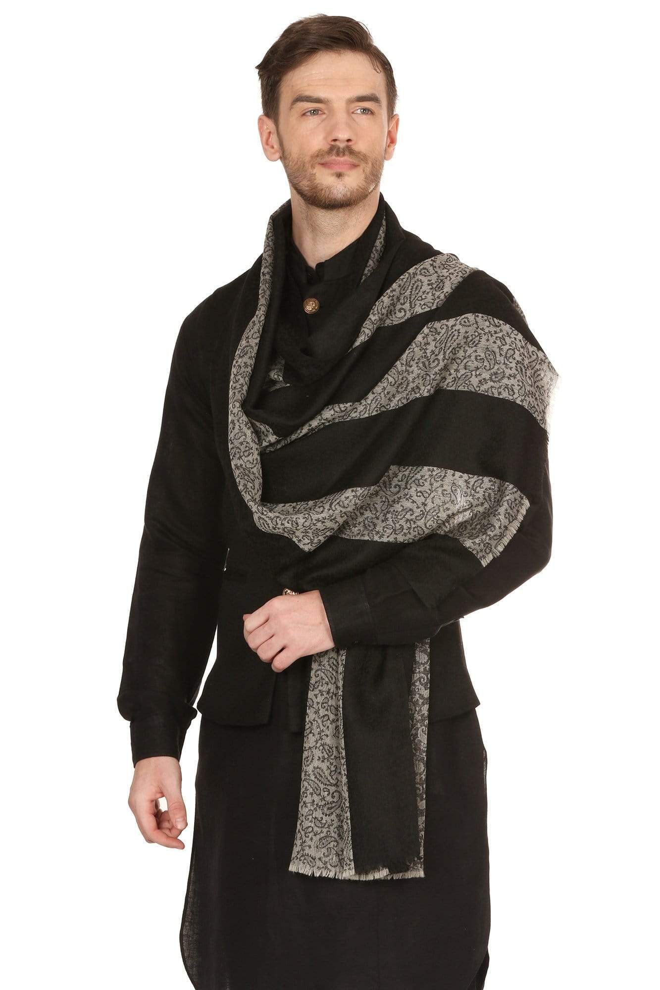 Pashtush Mens Fine Wool Reversible Muffler - Black - Image 3