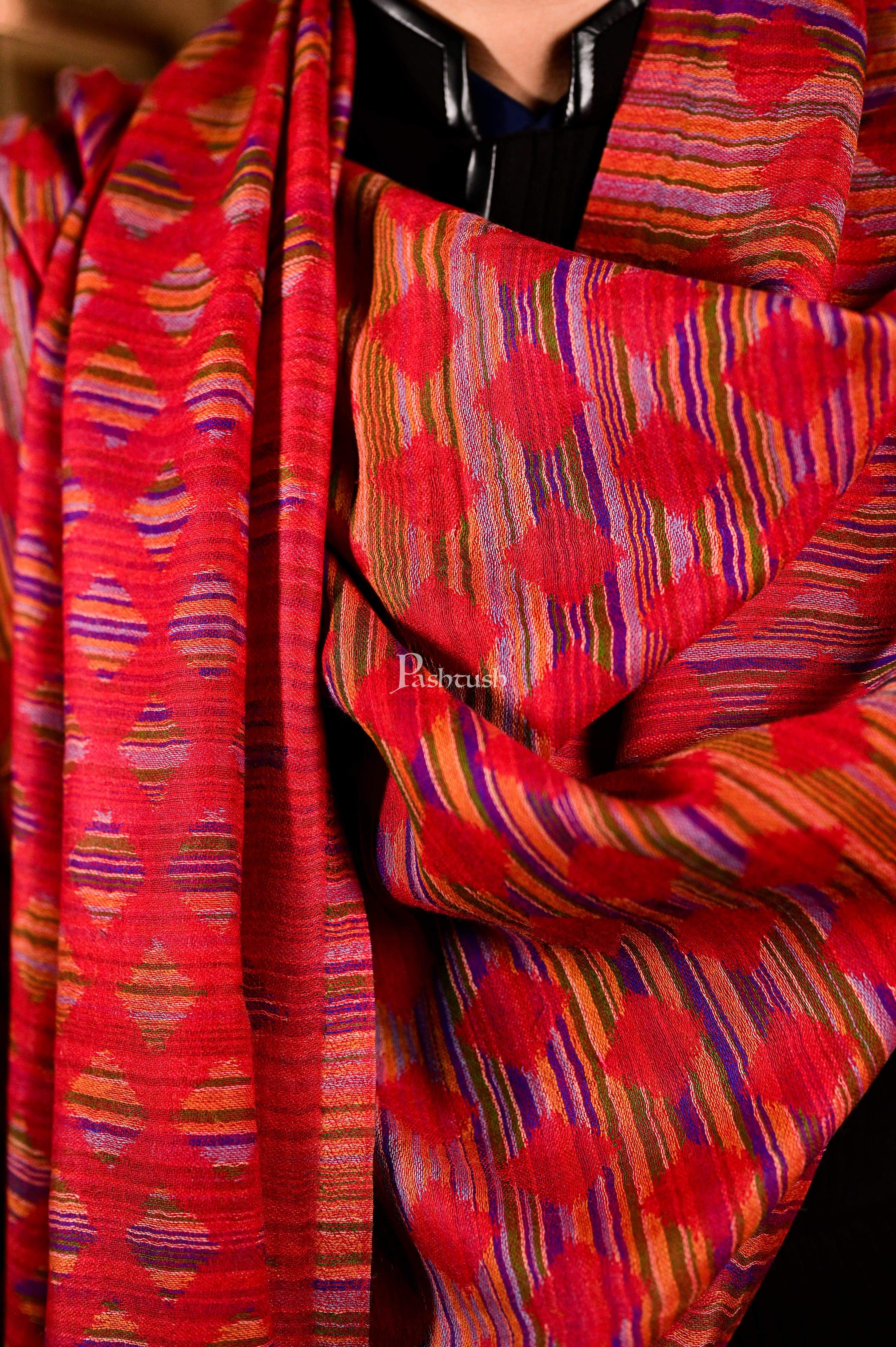 Pashtush Mens Reversible Stole, 100% Pure Wool With Woolmark Certification, Multi Coloured - Image 2