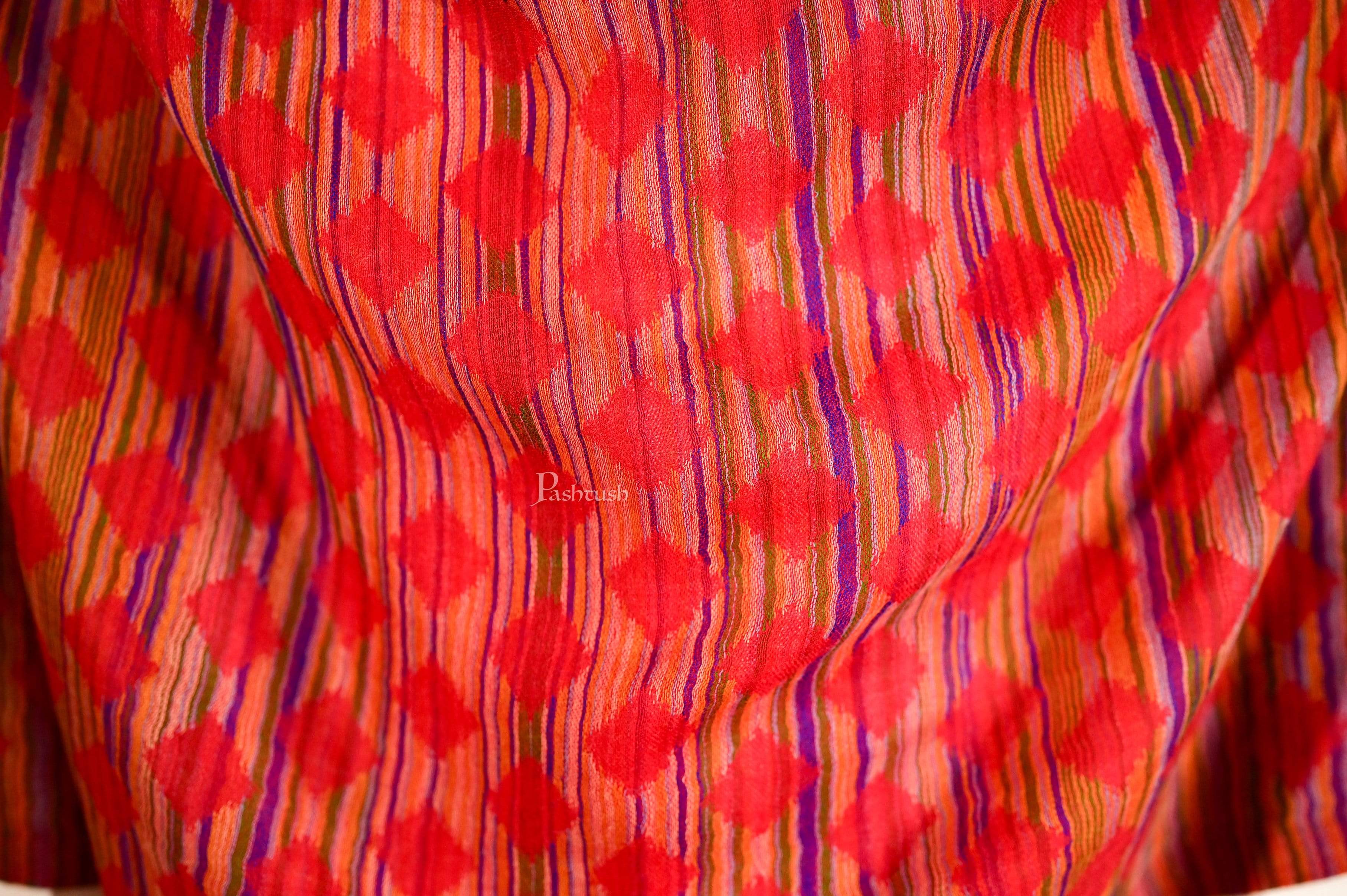 Pashtush Mens Reversible Stole, 100% Pure Wool With Woolmark Certification, Multi Coloured - Image 7