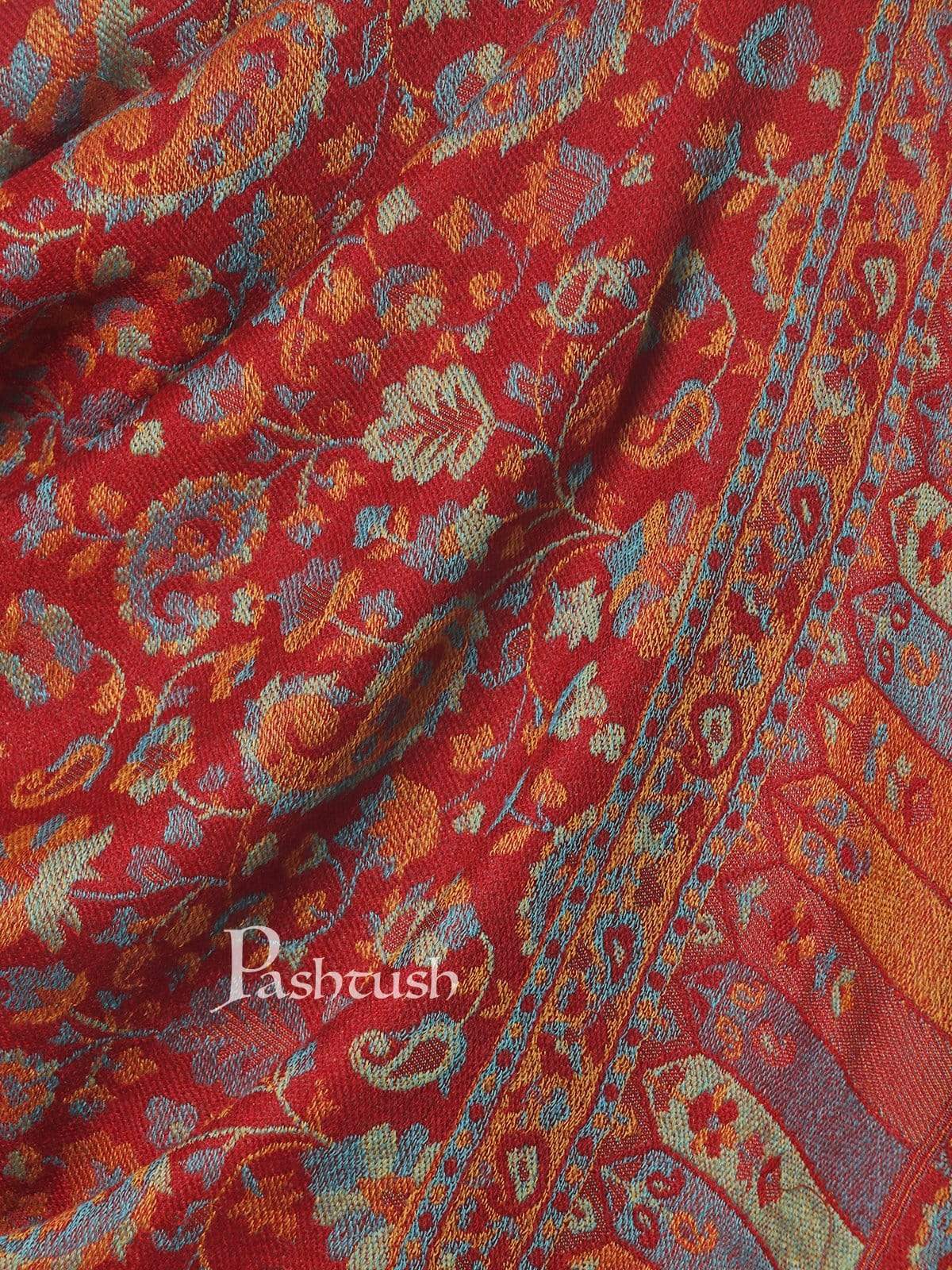 Pashtush Mens Reversible Stole, Chanting Paisley Weave Scarf, Deep Maroon - Image 4