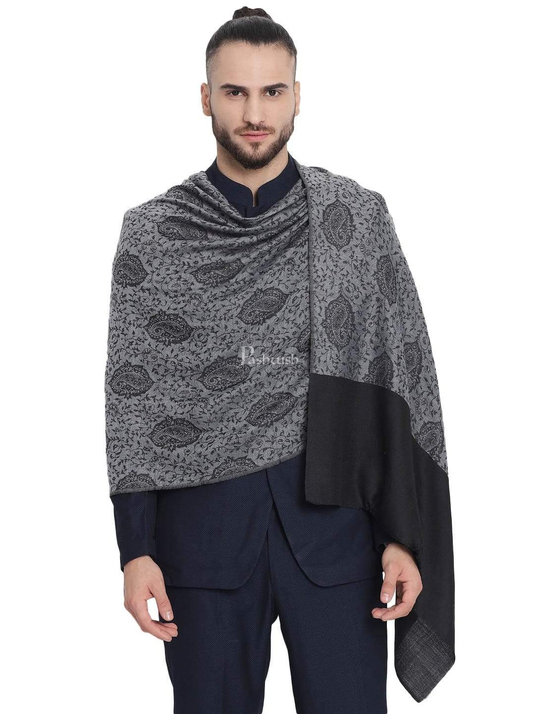 Pashtush Mens Reversible Stole, With Paiseley Weave
